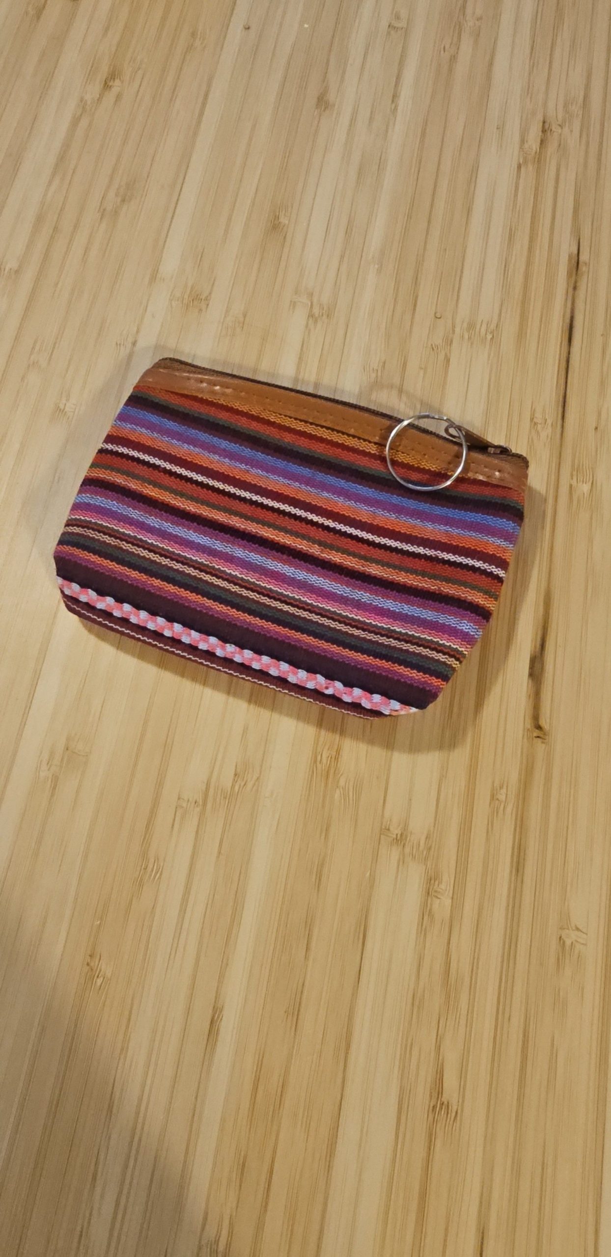Multi Colour Striped Fabric Coin Purse Small