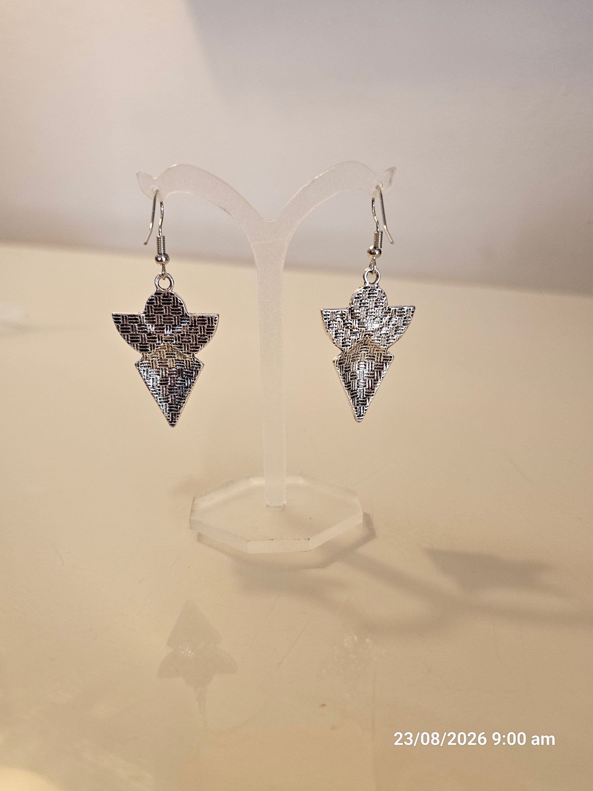 Boho Silver & Turquoise Drop Earrings One Size image 4