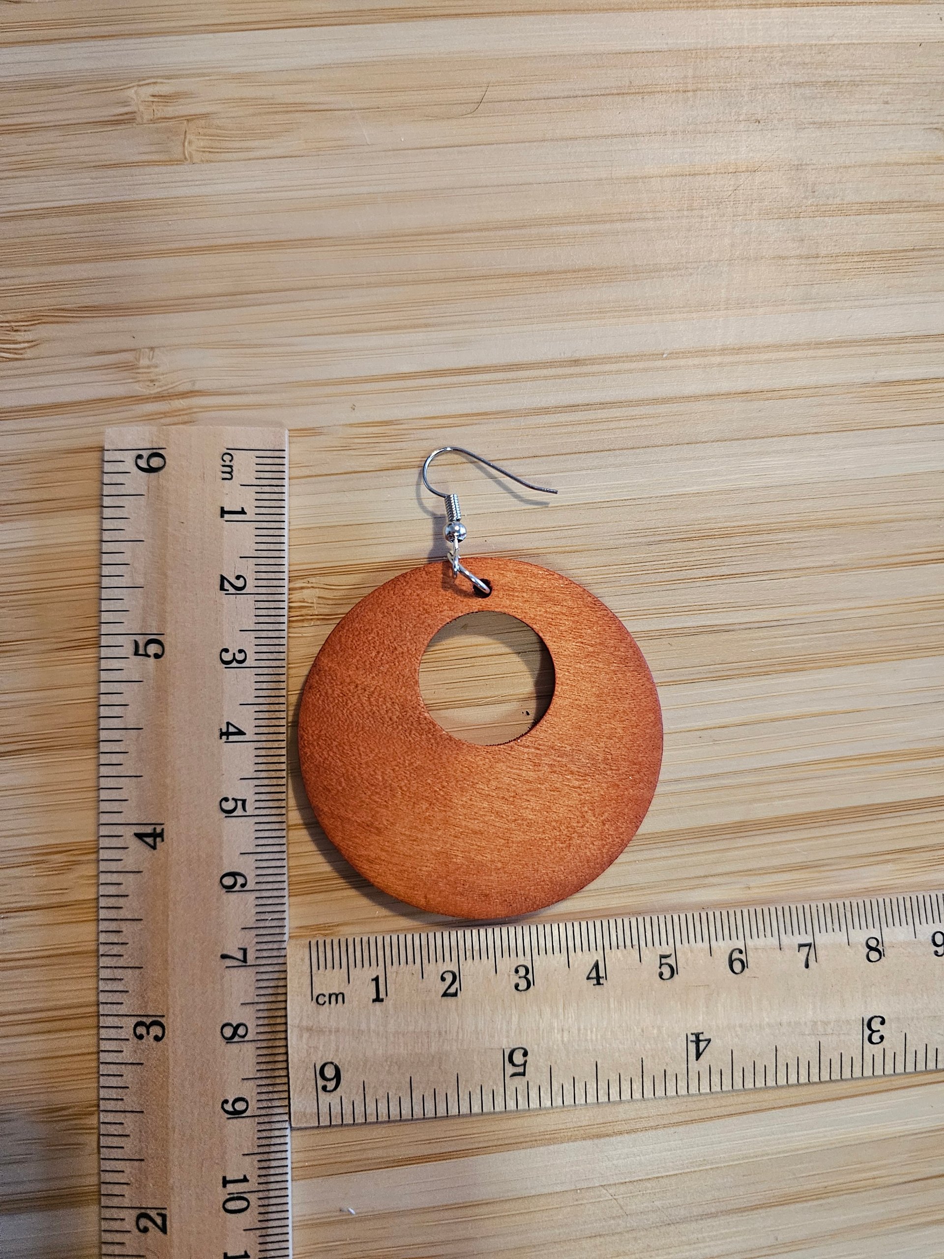 Large Wooden Brown Round Hoop Earrings image 2