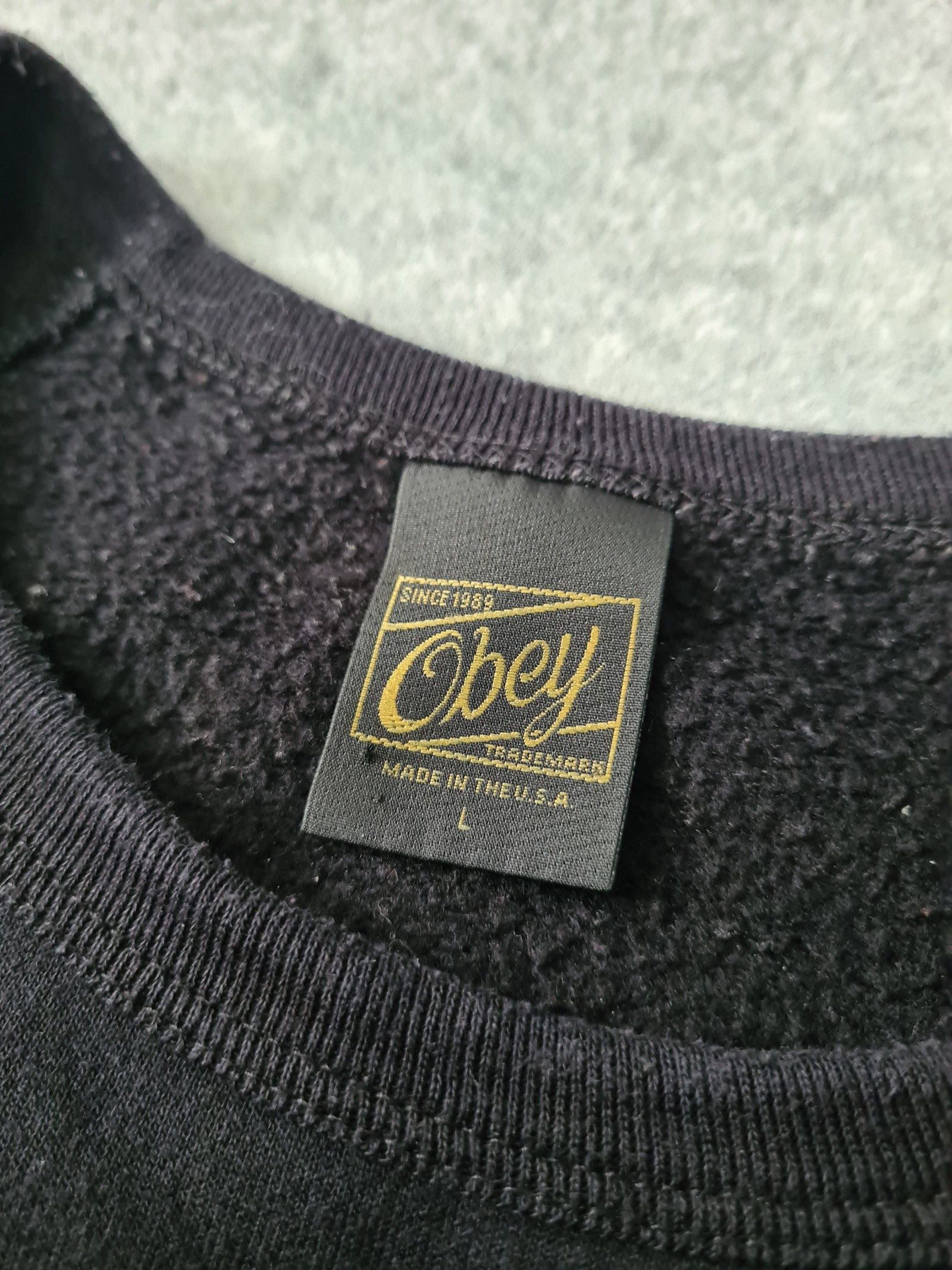 Vintage Obey Black Crewneck Sweatshirt Jumper Large 1160 image 5