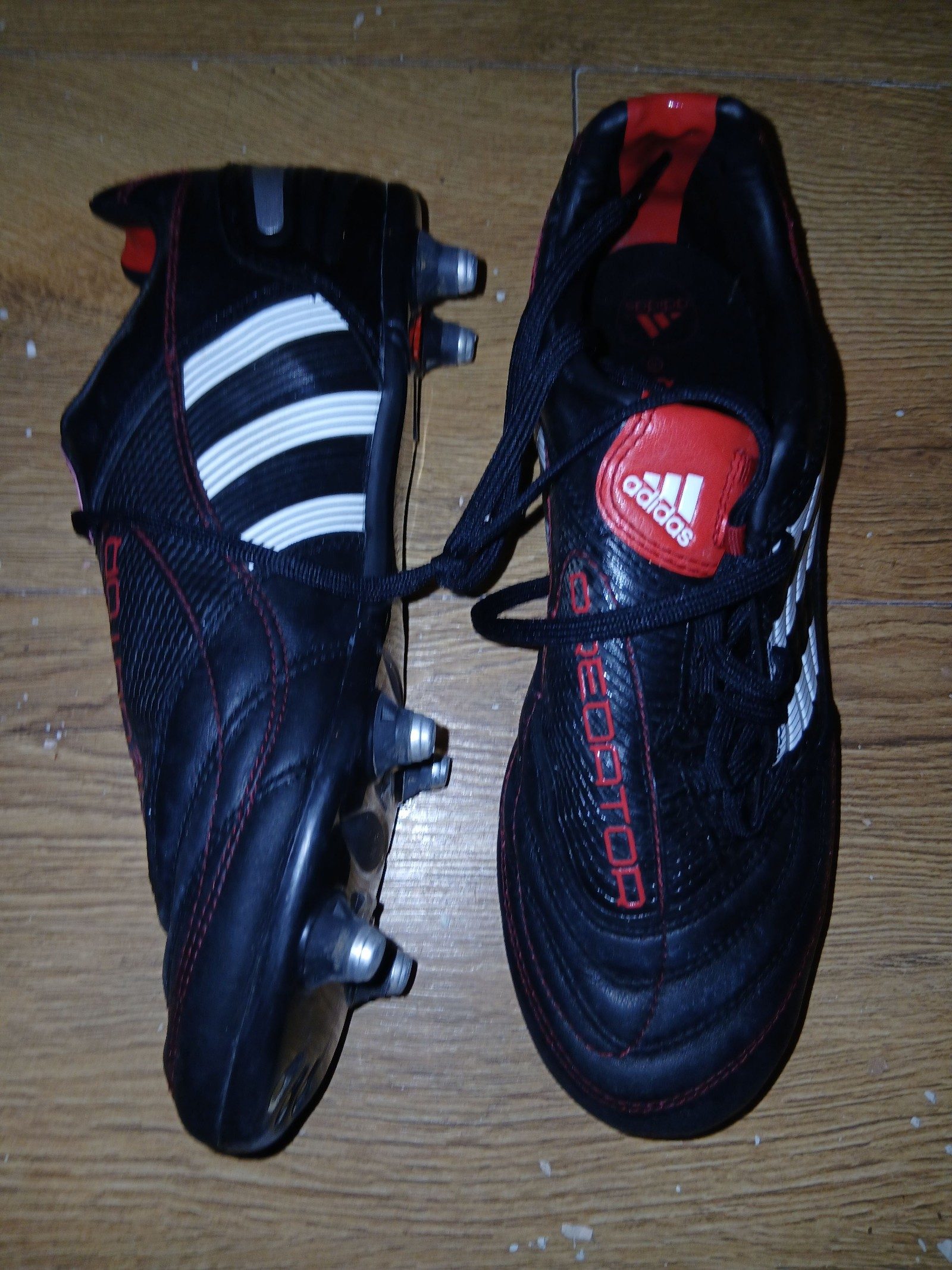 Adidas Black, Red & White Predator Soccer Cleats UK 5 image 8