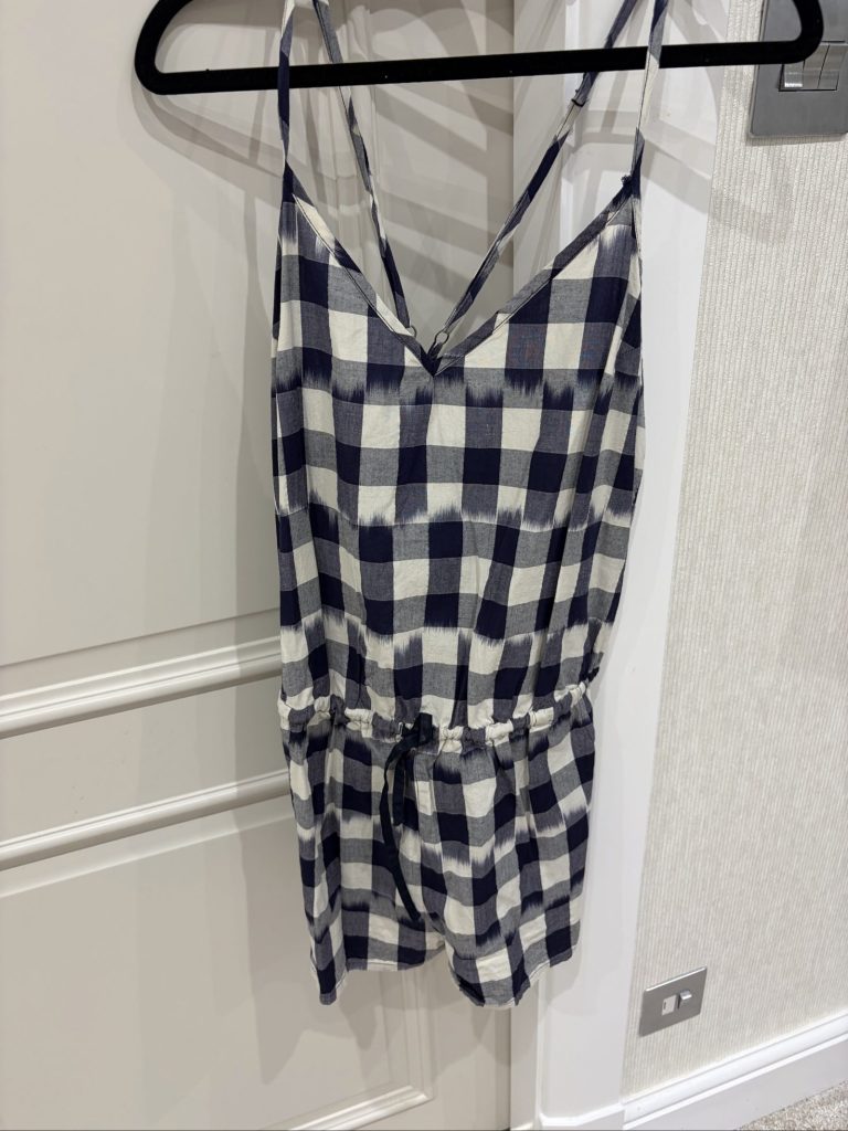 Obey Women's Navy & White Gingham Playsuit Medium