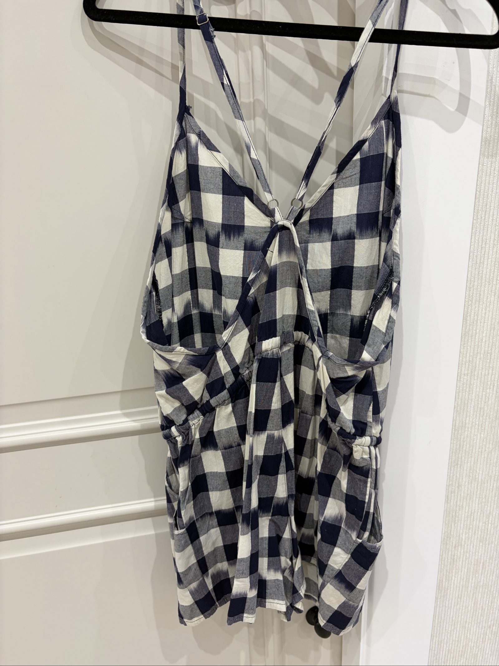 Obey Women's Navy & White Gingham Playsuit Medium image 5