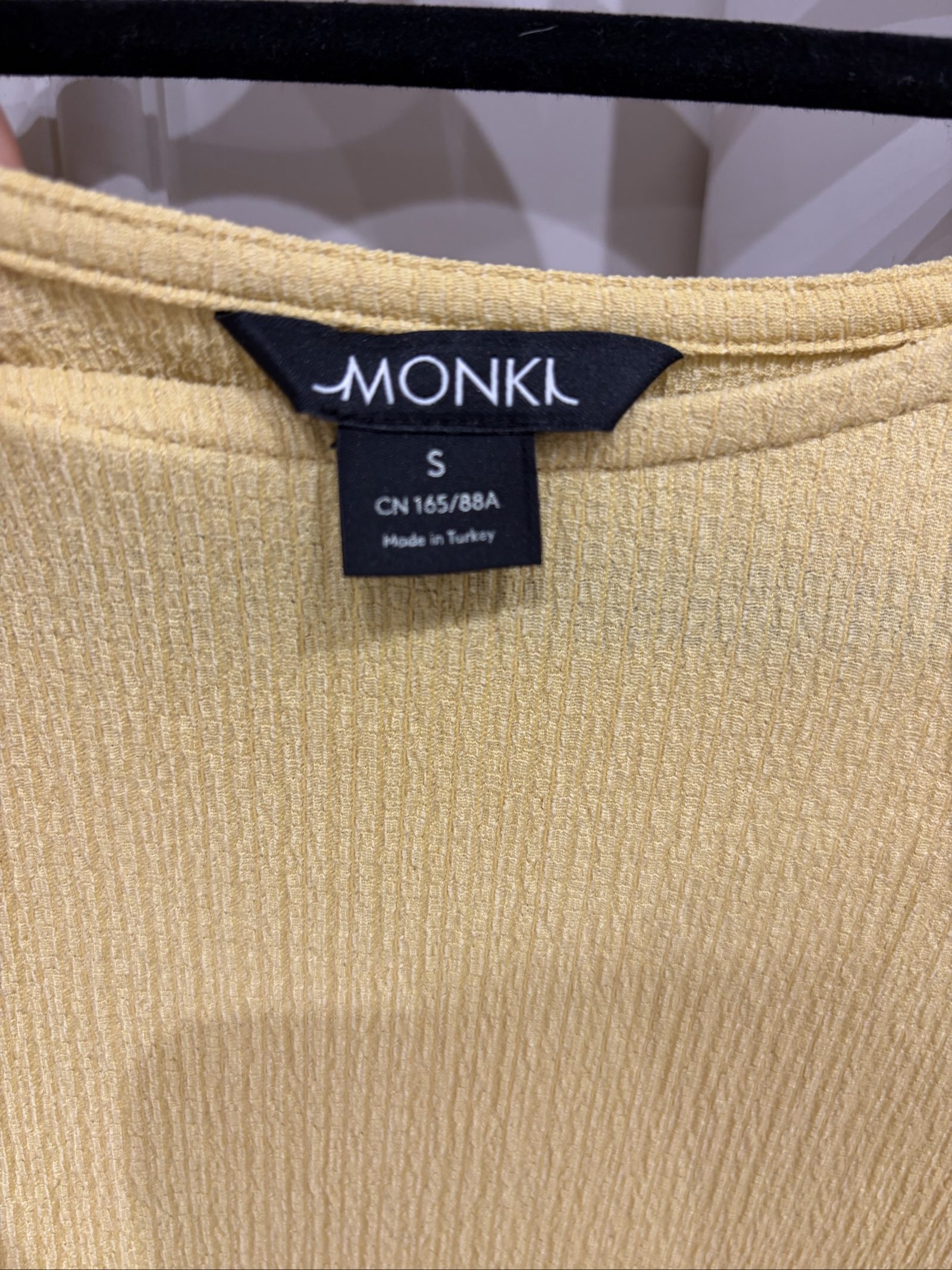 Monki Yellow Puff Sleeve Tiered Dress Small image 4