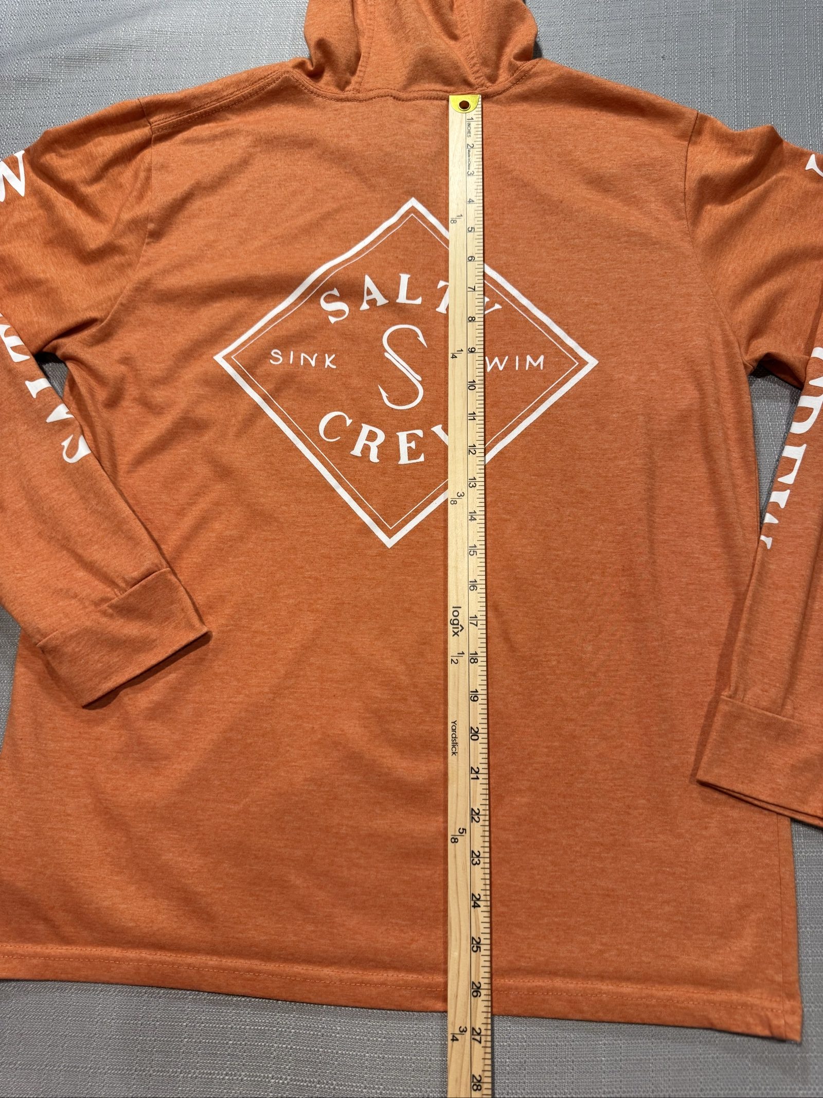 Men’s Salty Crew Premium Technical Hooded Long Sleeve Shirt – Burnt Orange – Large image 6