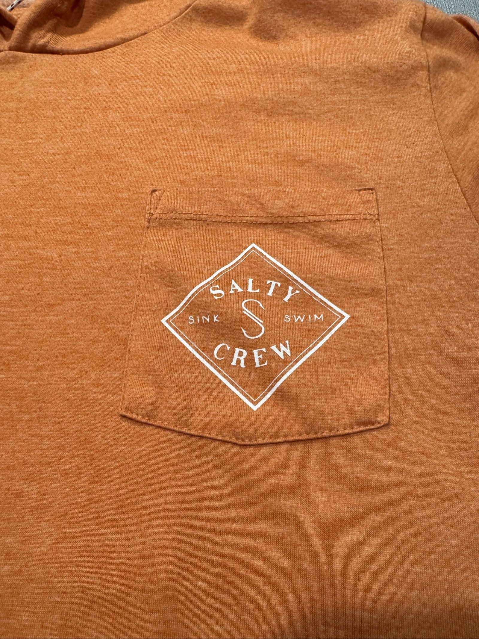 Men’s Salty Crew Premium Technical Hooded Long Sleeve Shirt – Burnt Orange – Large image 10
