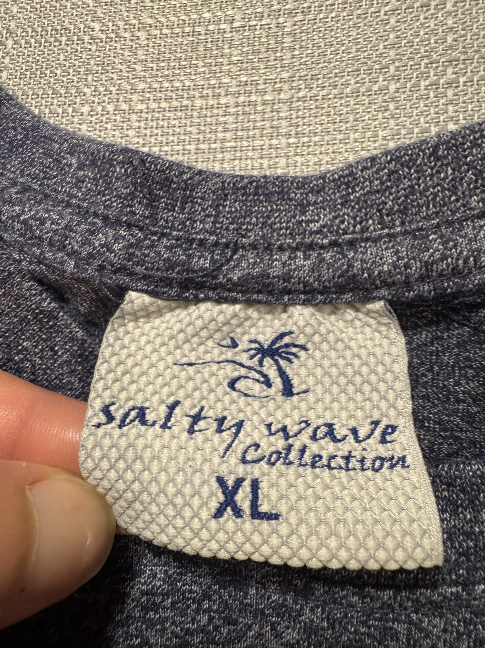 Men’s Salty Wave Co. Topsail Island NC Graphic T-Shirt – Heather Navy Blue – XL image 3
