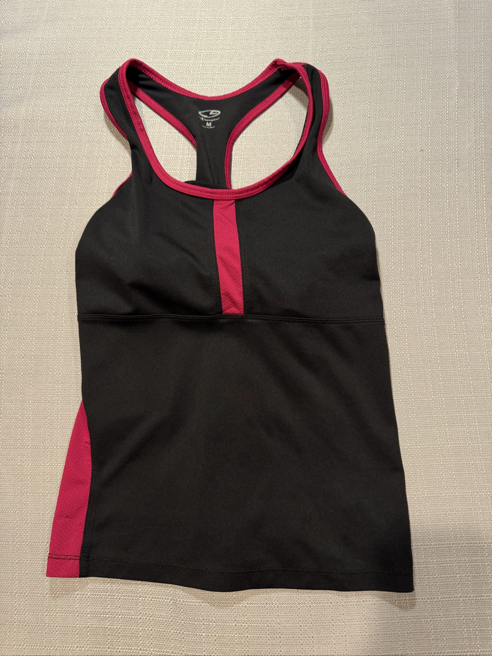 Champion Women's Black & Pink Racerback Athletic Tank Medium