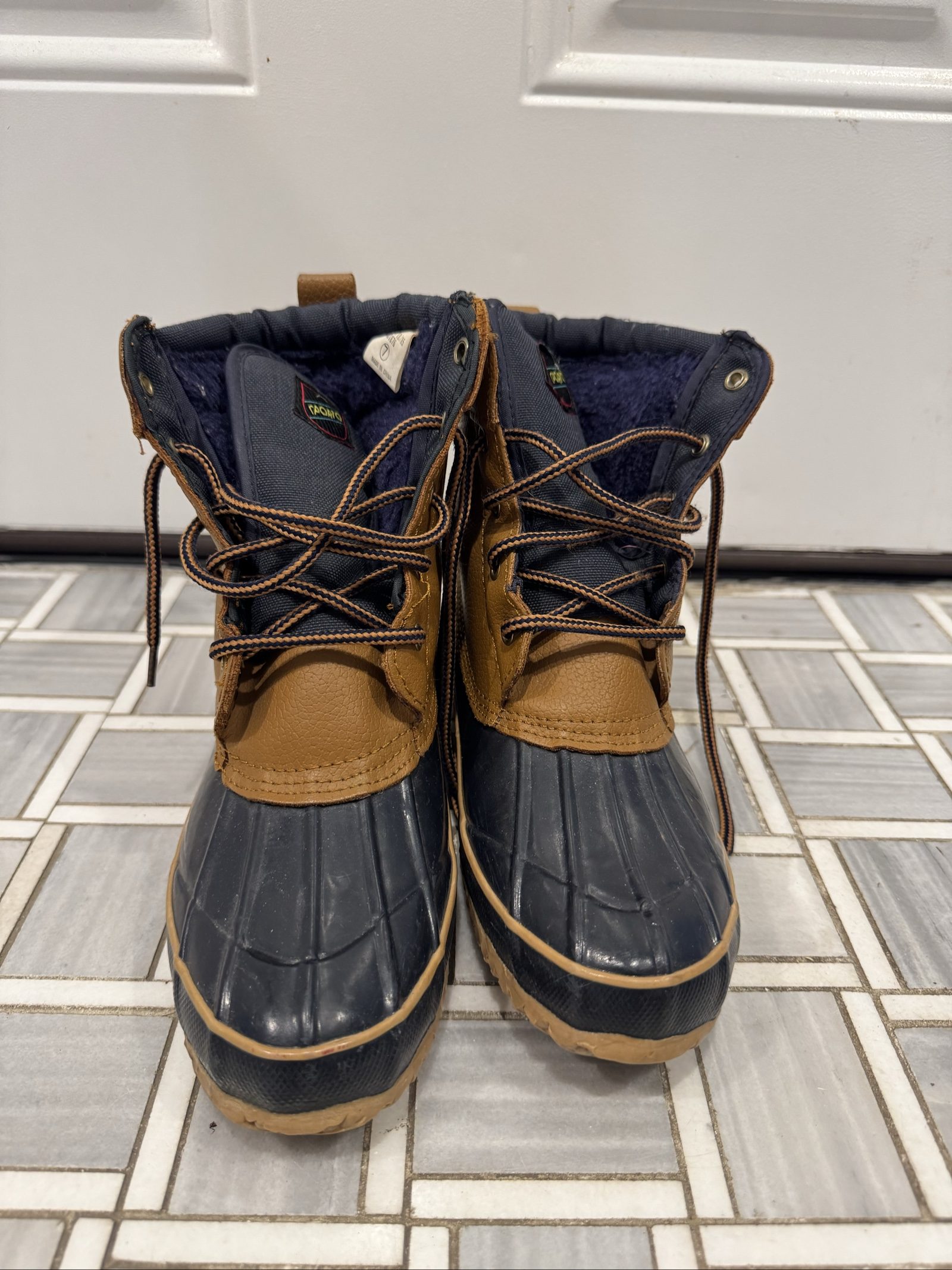 Women’s Sporto Thermolite Insulated Waterproof Duck Boots – Tan Navy – 7