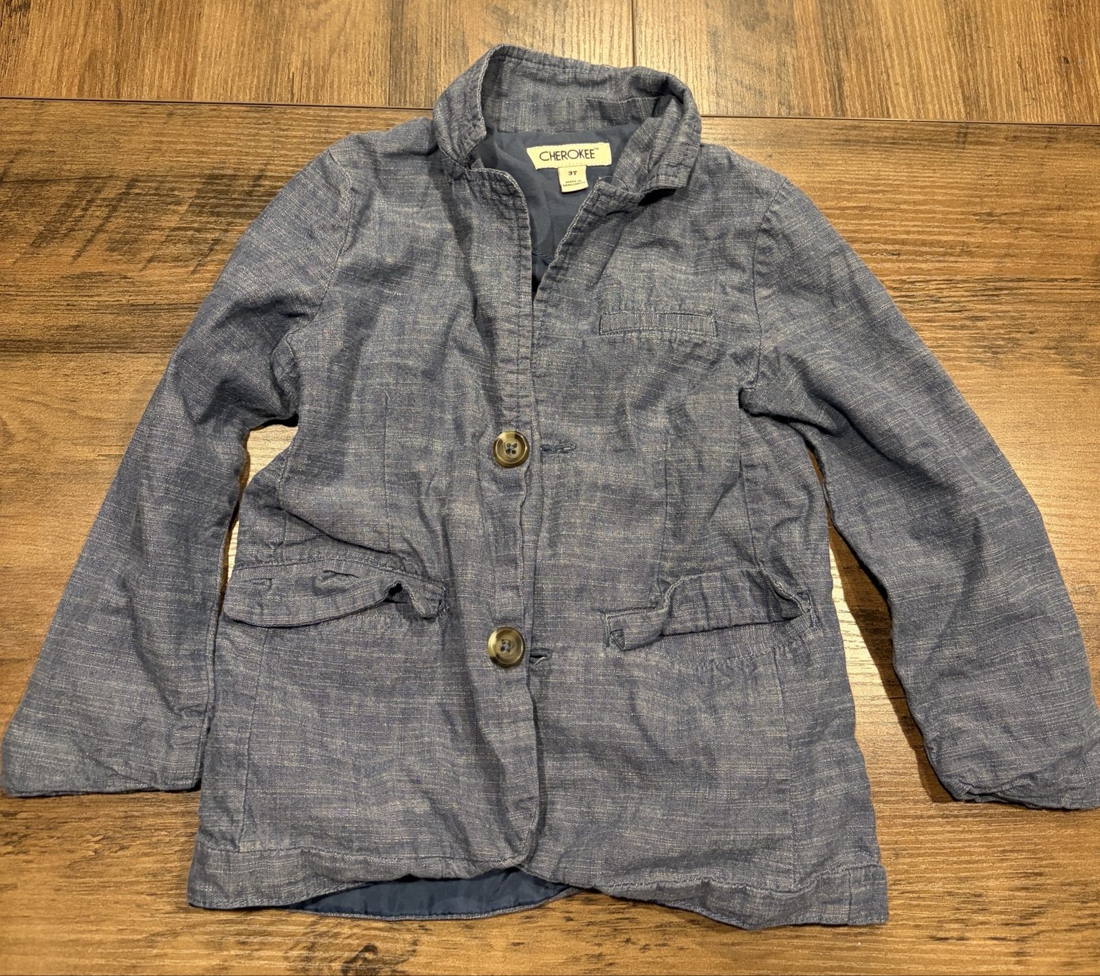 Cherokee Blue Boys' Linen Blend Blazer 3T