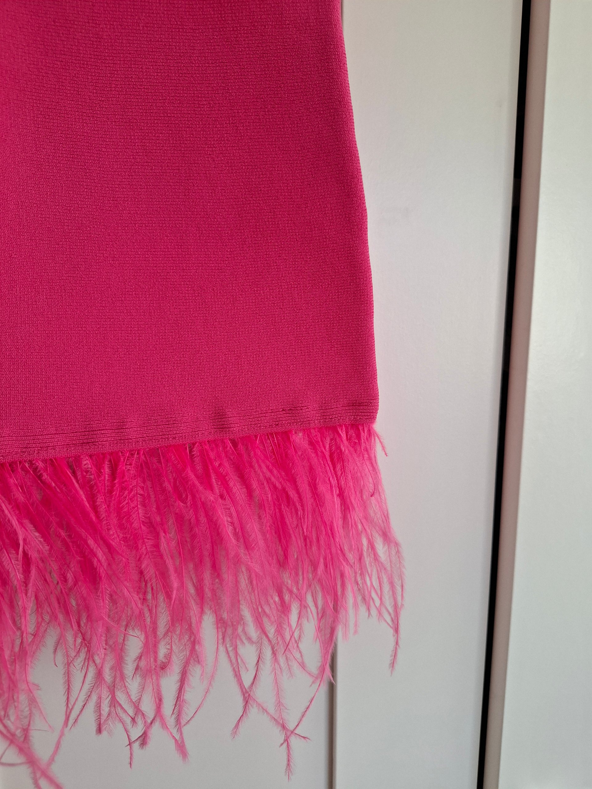 Pink Women's Mini Skirt with Feather Hem size XS image 8