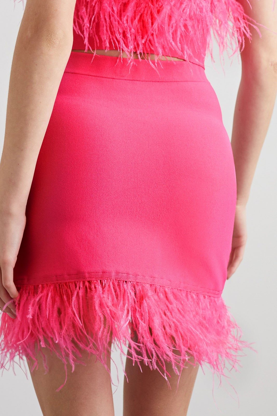 Pink Women's Mini Skirt with Feather Hem size XS image 3