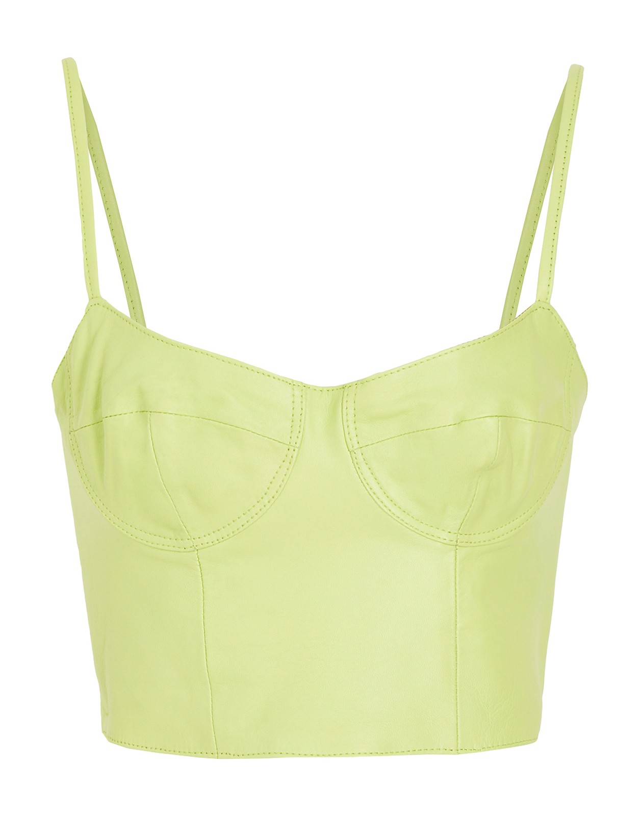 New 8 By YOOX Green Genuine Leather Corset Bustier Top Size S