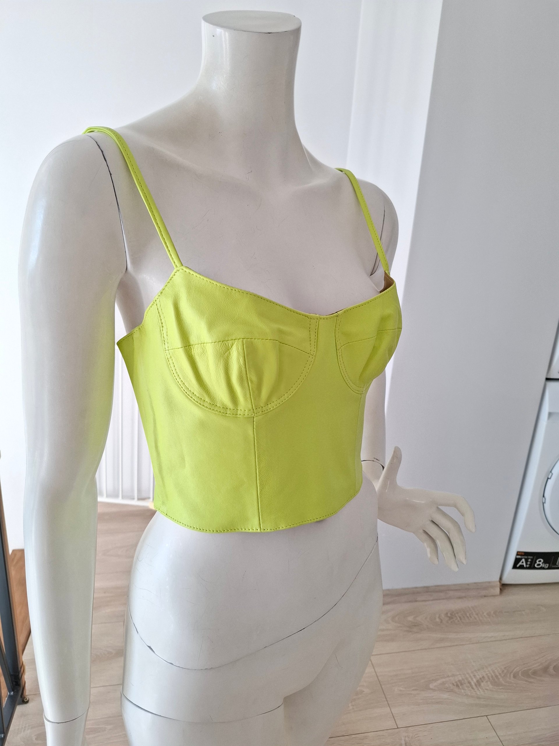 New 8 By YOOX Green Genuine Leather Corset Bustier Top Size S image 8