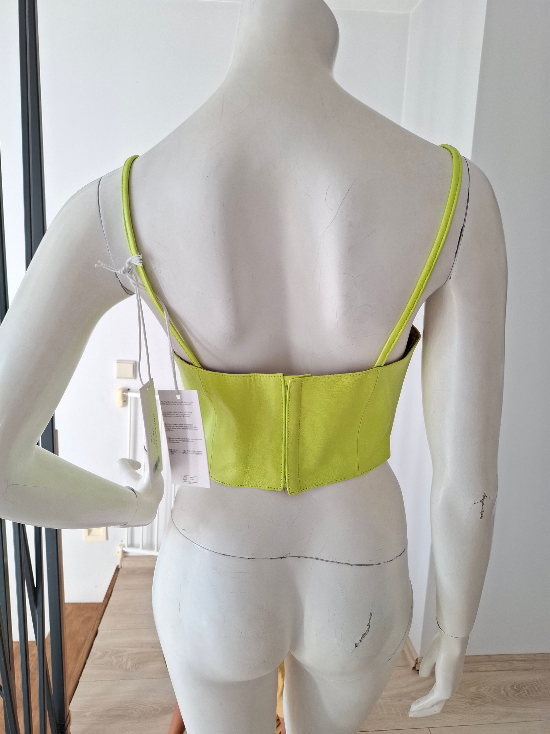 New 8 By YOOX Green Genuine Leather Corset Bustier Top Size S image 9