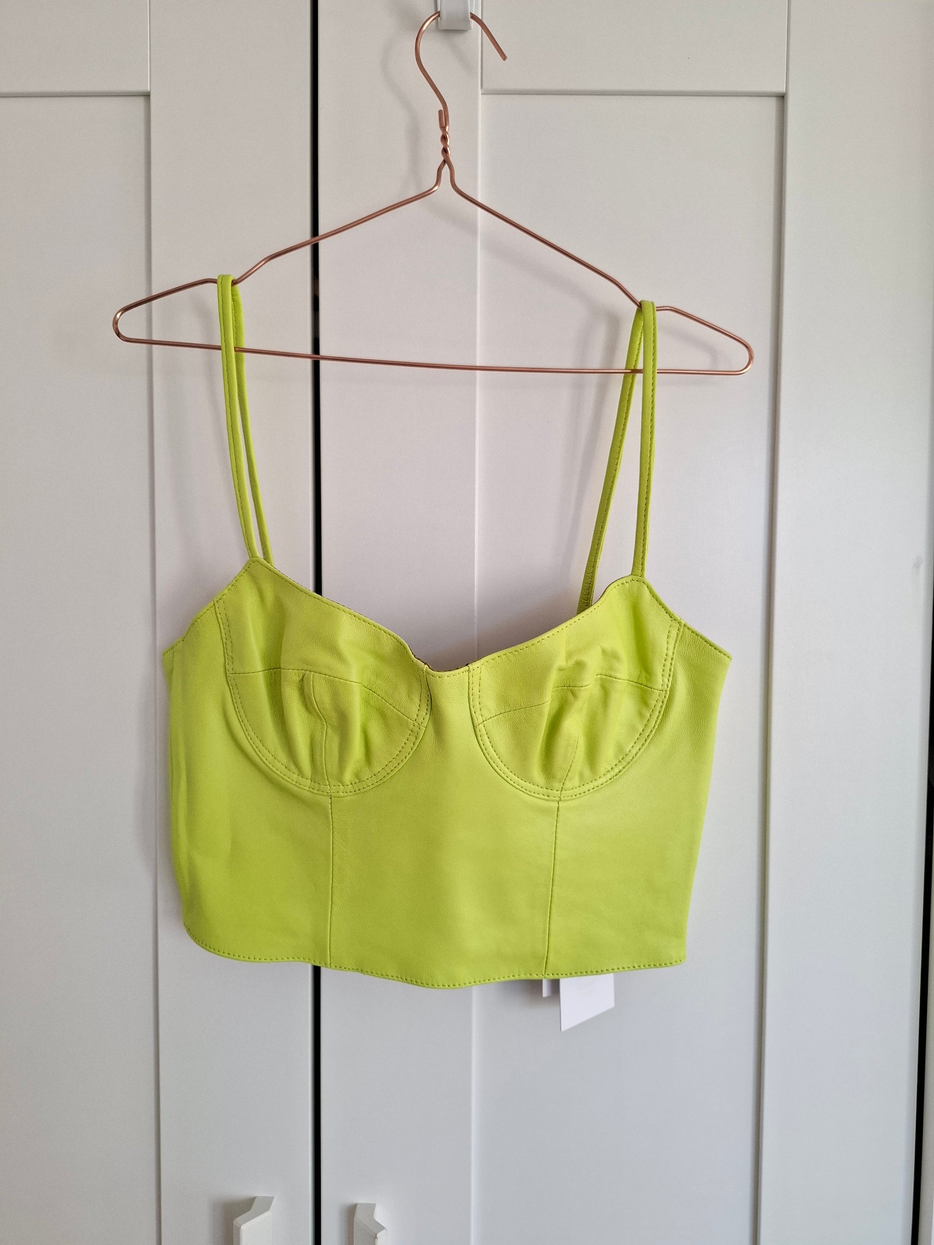 New 8 By YOOX Green Genuine Leather Corset Bustier Top Size S image 10