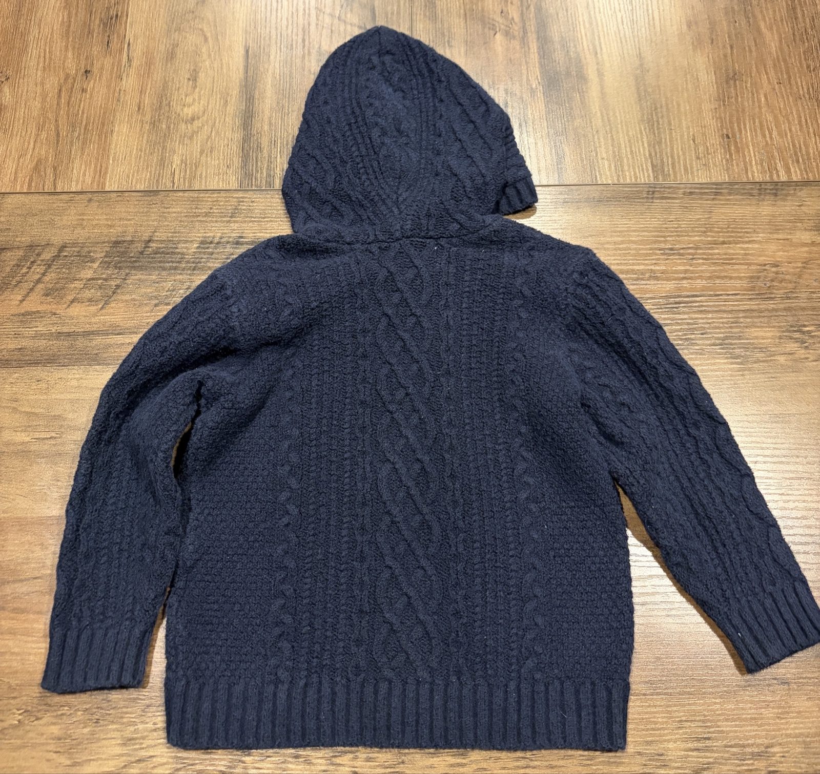 Old Navy Navy Kids' Hooded Cable Knit Sweater 2T image 3