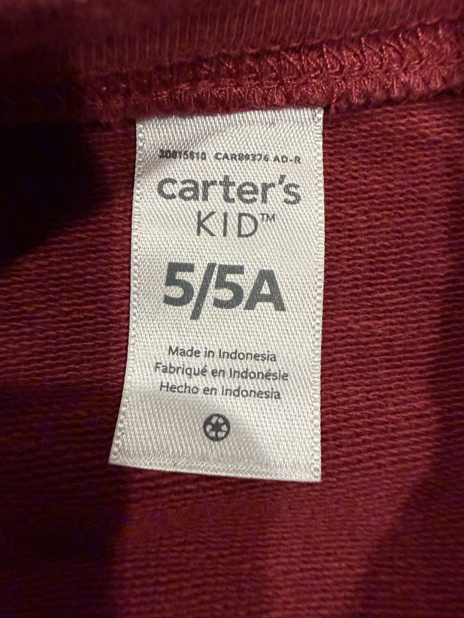 Carter's Kids Burgundy, White & Navy Sweatshirt 5 Years image 2