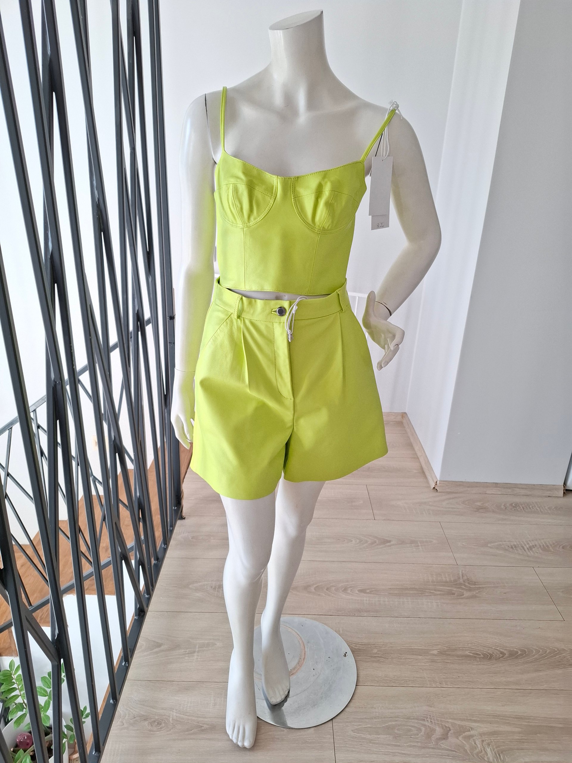 New 8 by YOOX Leather Green Shorts Size S image 10