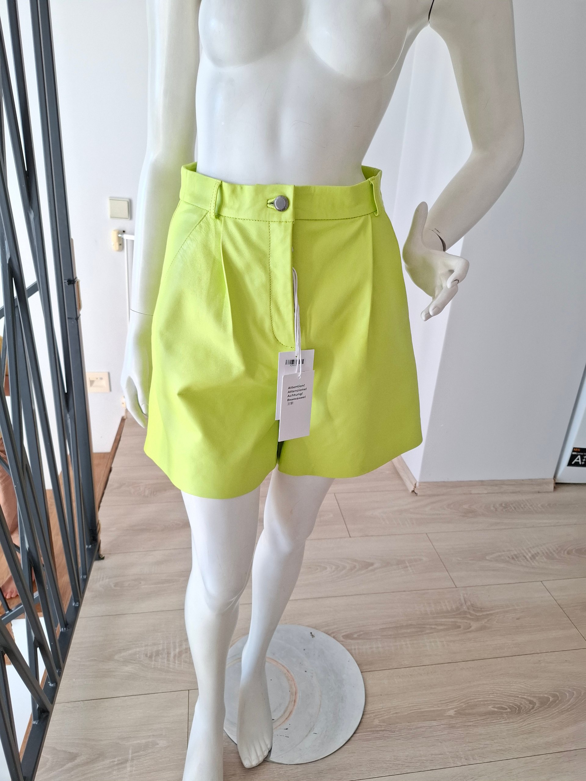 New 8 by YOOX Leather Green Shorts Size S image 6