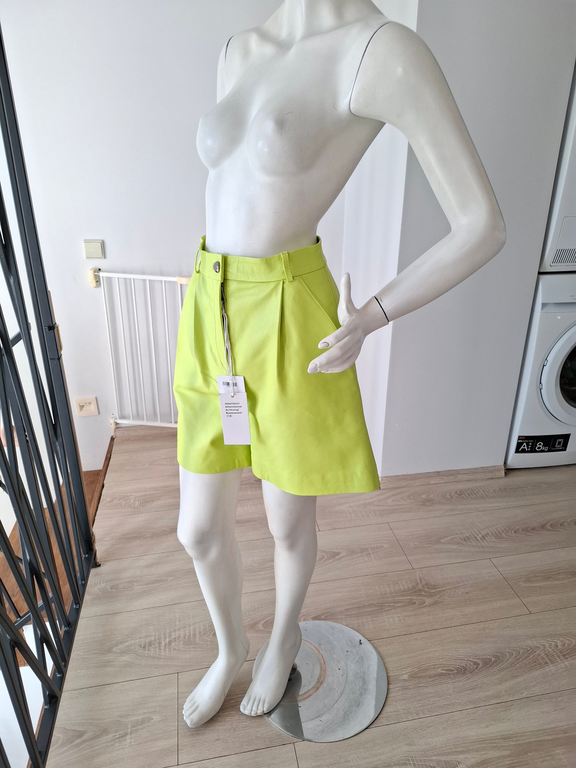 New 8 by YOOX Leather Green Shorts Size S image 7