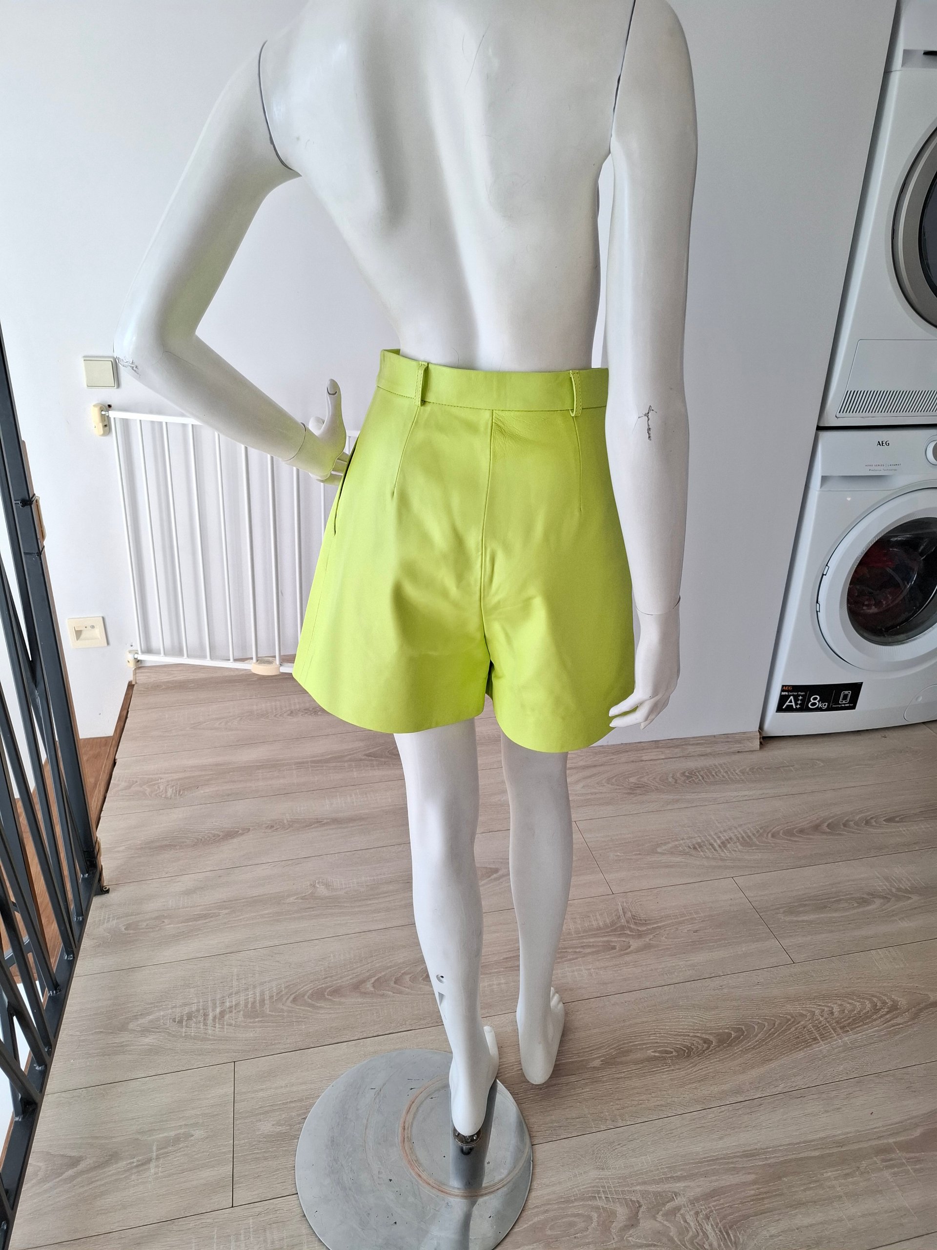 New 8 by YOOX Leather Green Shorts Size S image 9
