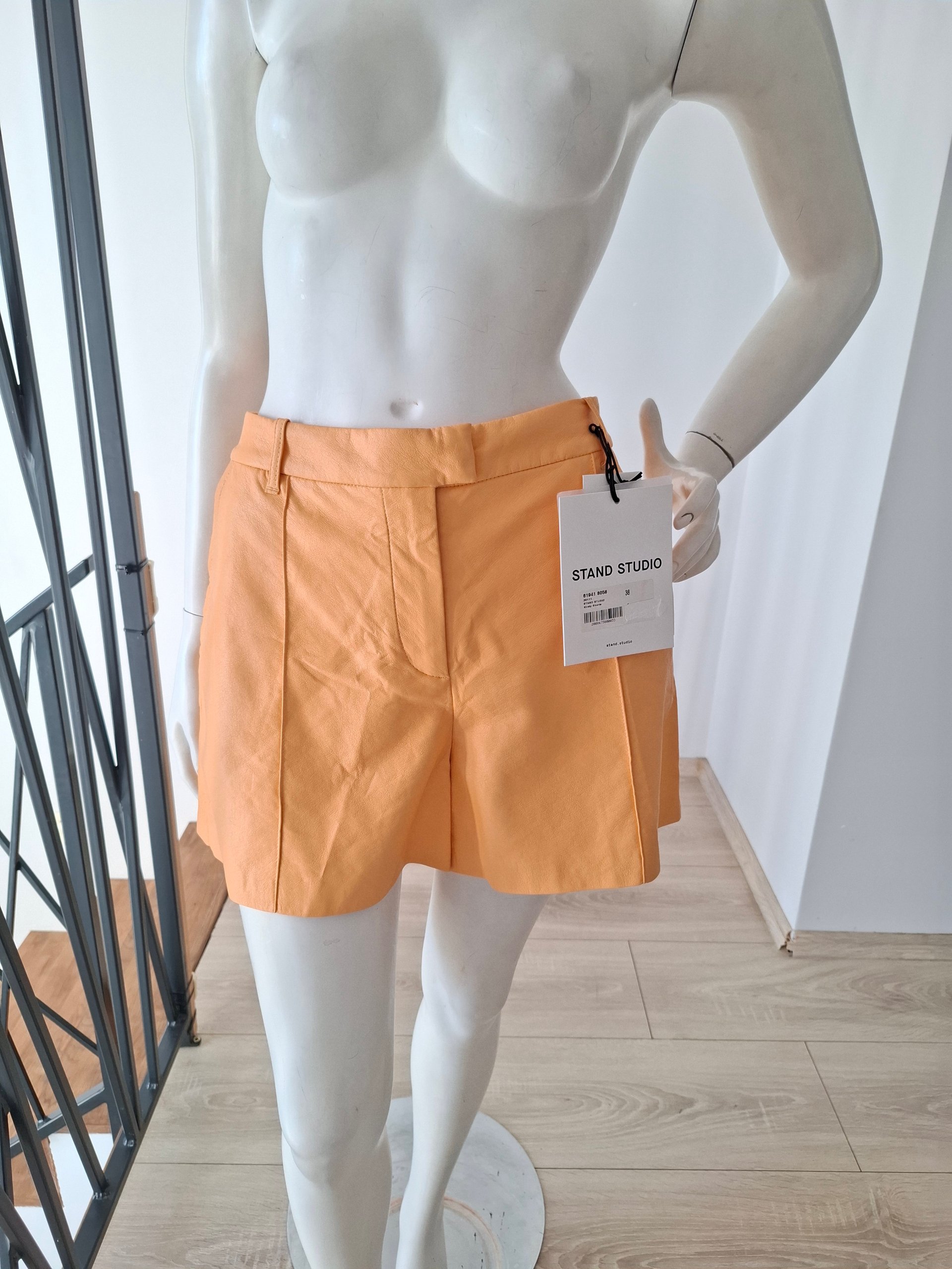 Nanushka Beige Vegan Leather Shorts M image 8