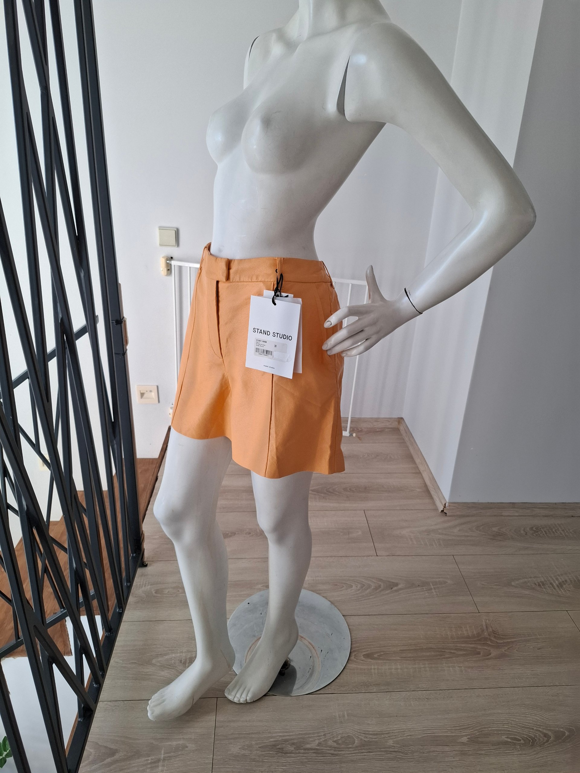 Nanushka Beige Vegan Leather Shorts M image 9