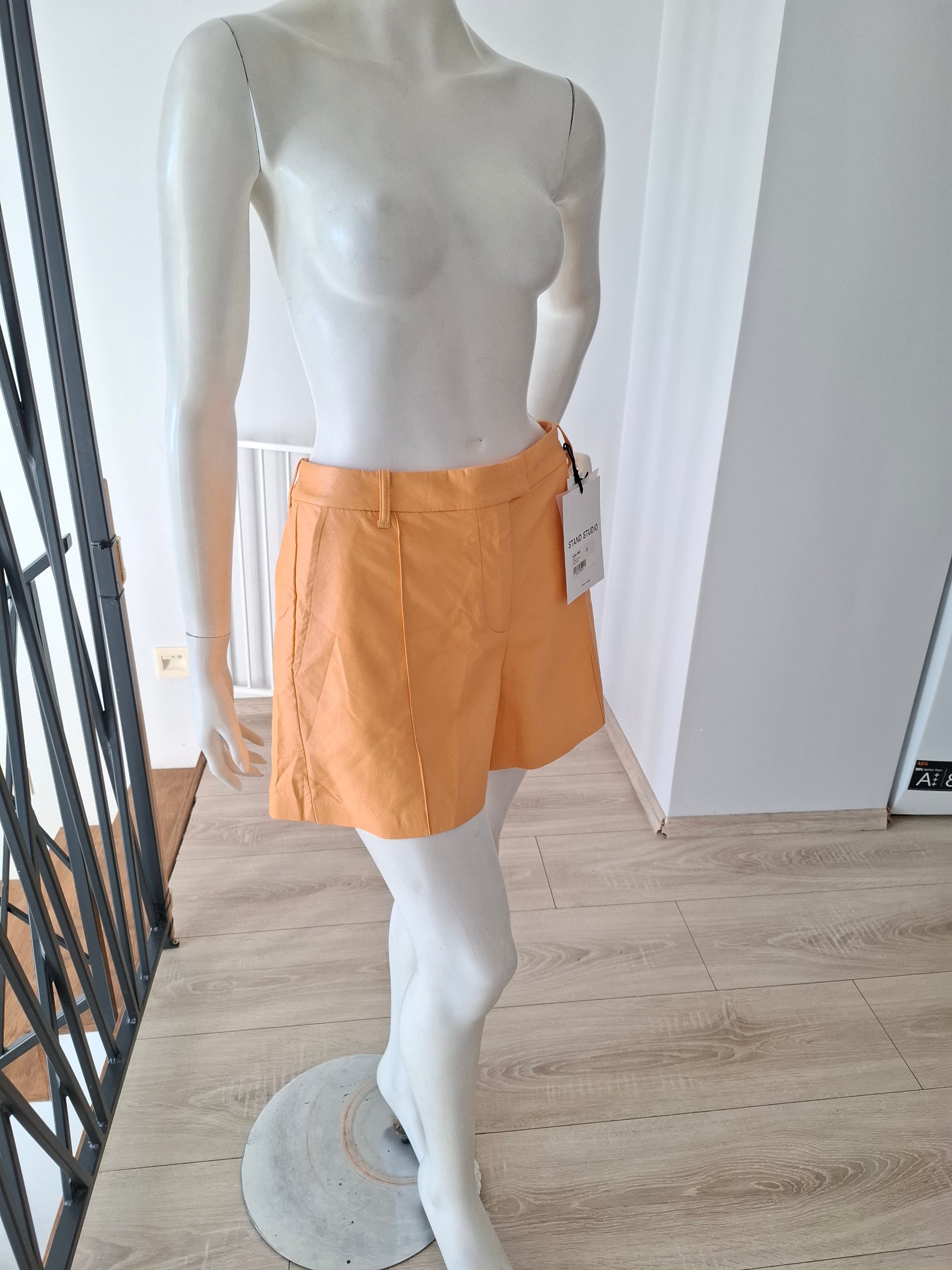 Nanushka Beige Vegan Leather Shorts M image 10