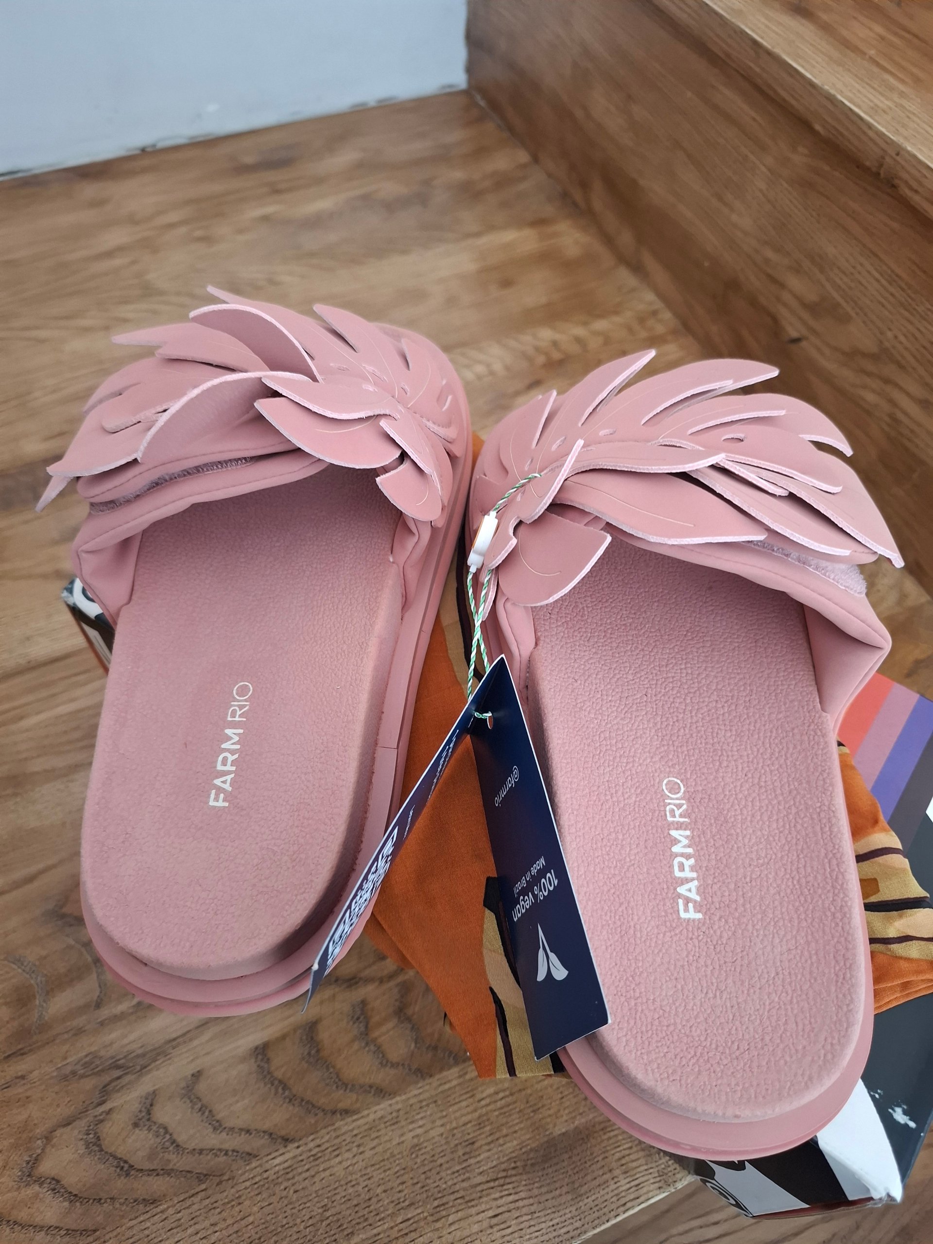 New Farm Rio Pale Pink Monstera Anatomic Slide Sandals US 8 (EU 39) image 8