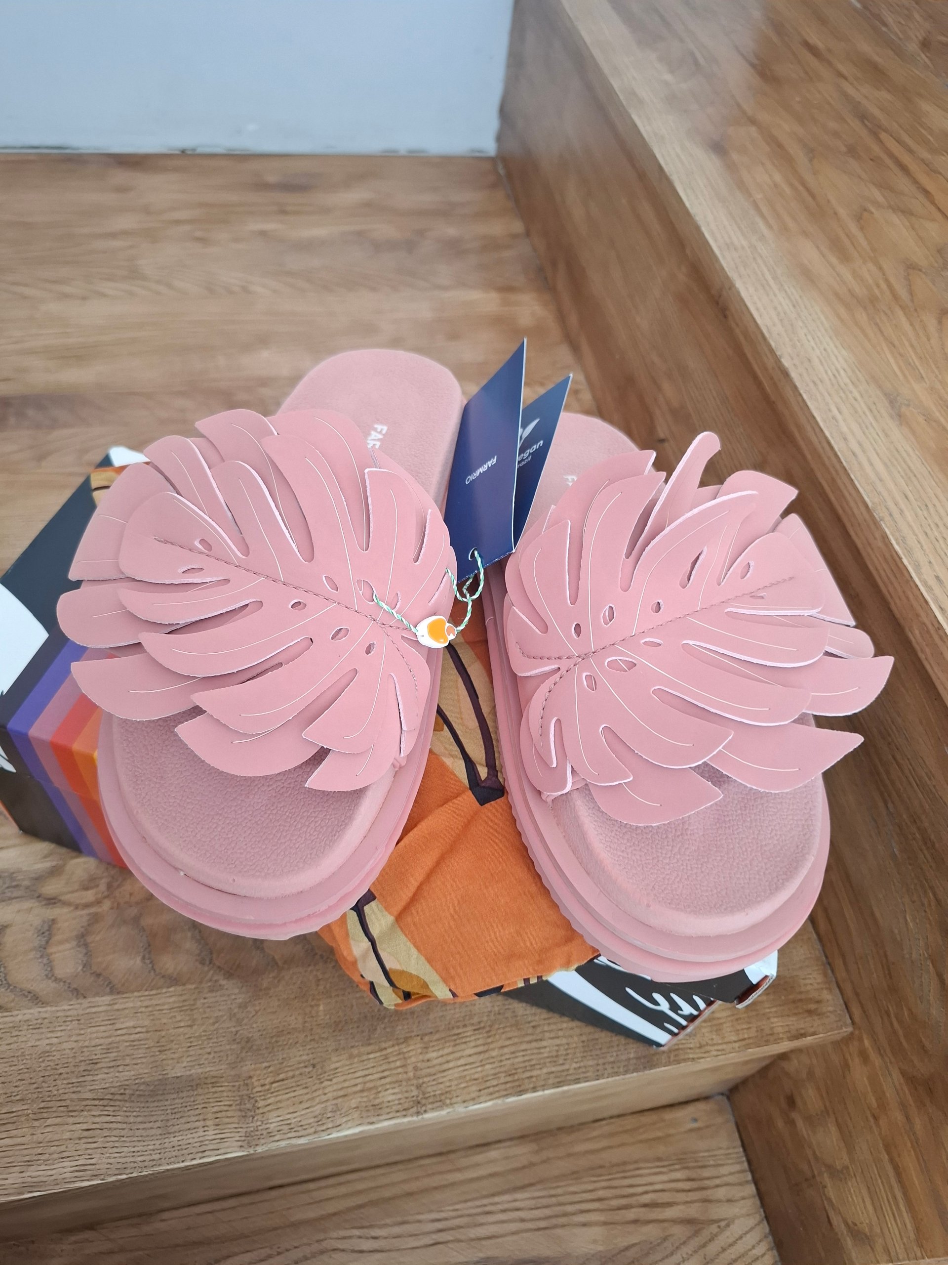 New Farm Rio Pale Pink Monstera Anatomic Slide Sandals US 8 (EU 39) image 7