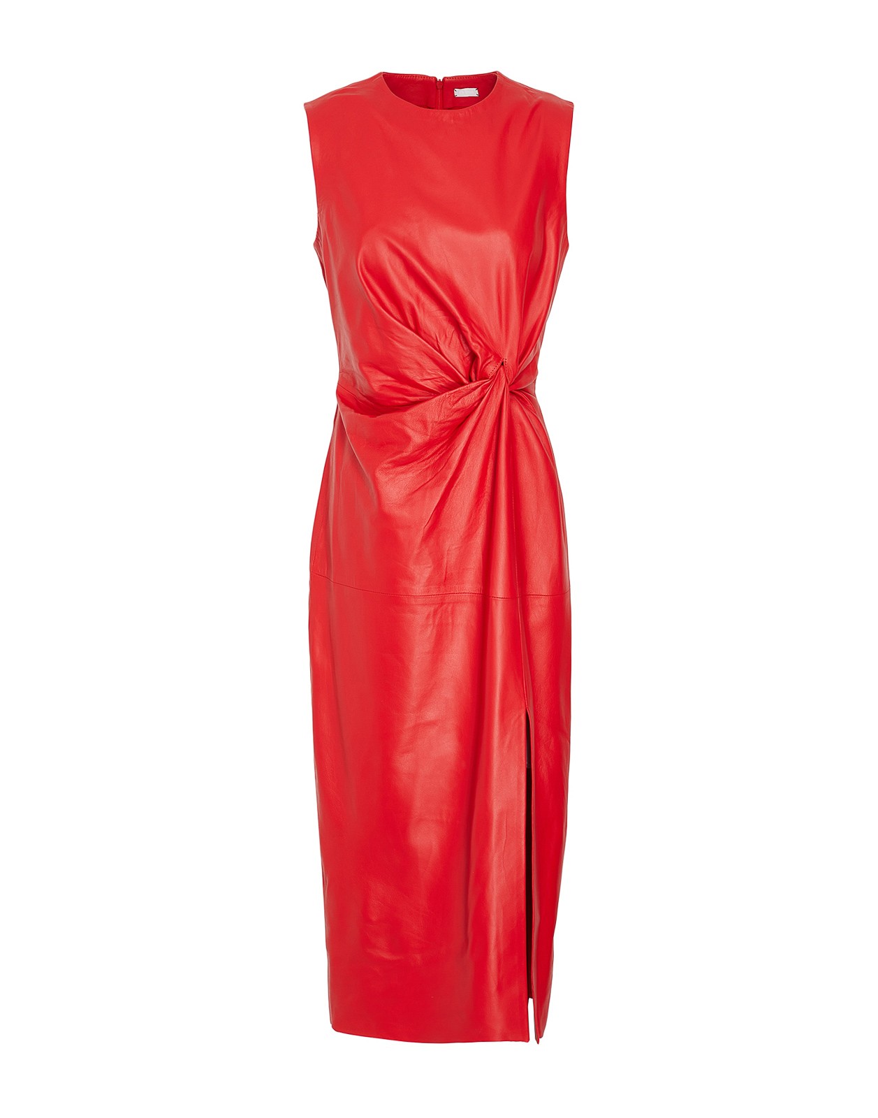 New 8 By YOOX Red Genuine Leather Midi Dress Size S