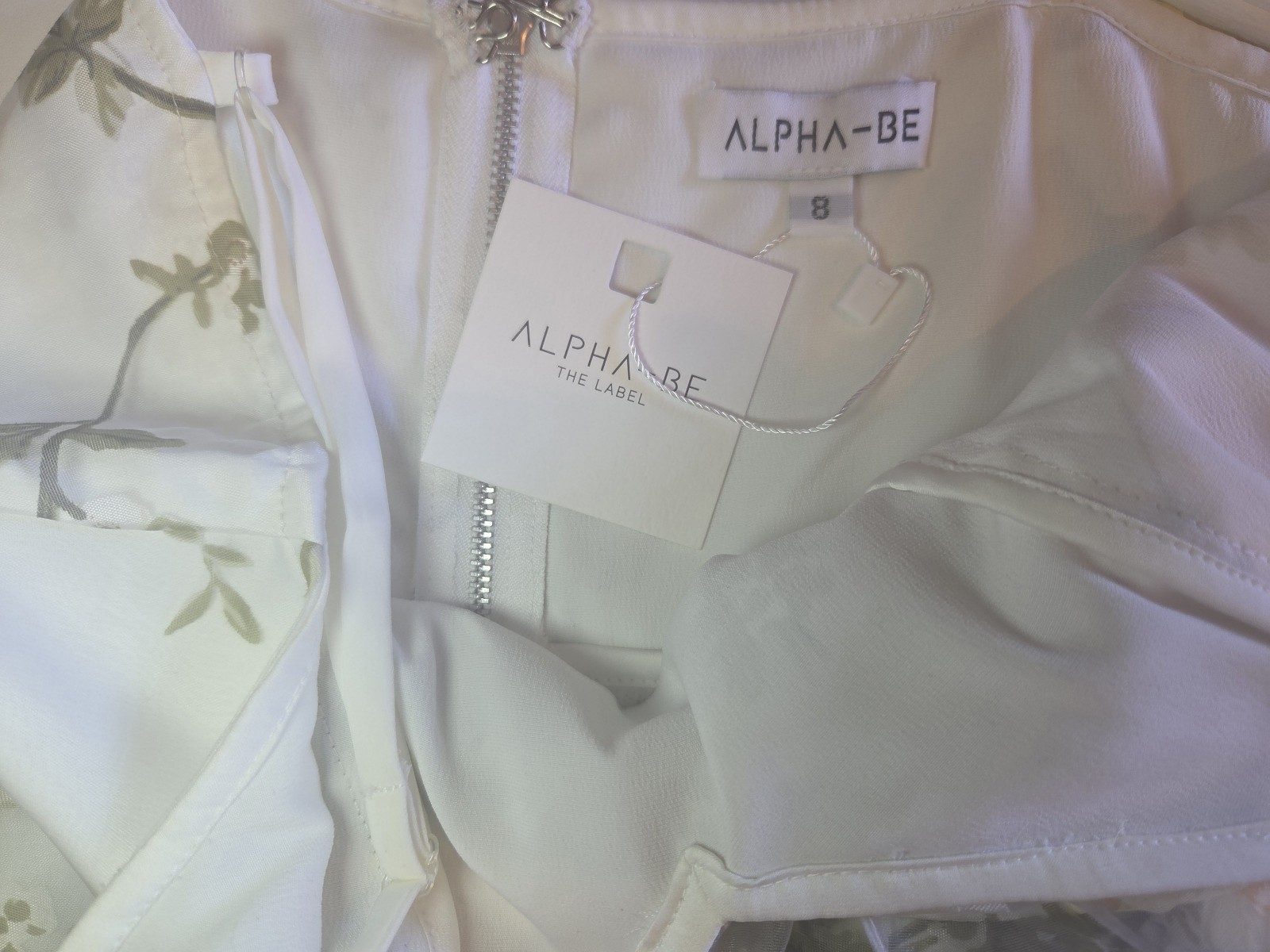 ALPHA - BE White & Yellow Floral Asymmetric Strap Dress Size 8 image 6