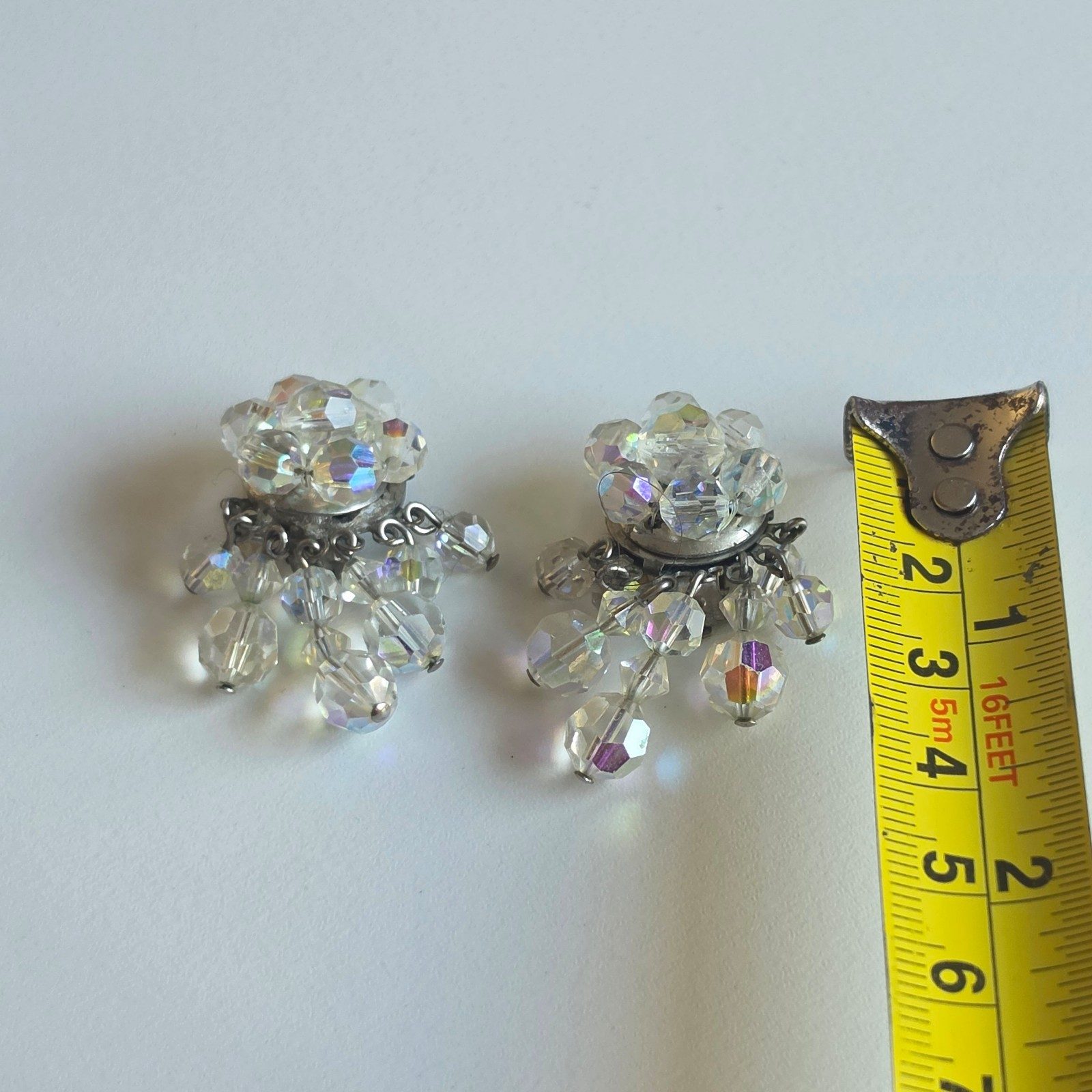 Vintage I Crystal Clip-On Earrings .b9 image 3