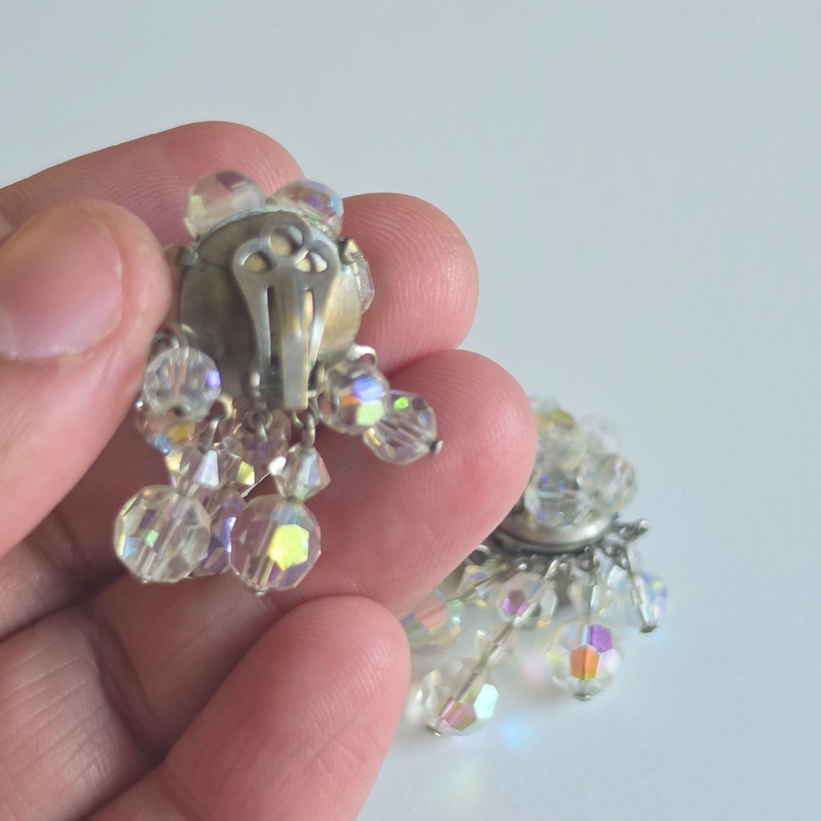 Vintage I Crystal Clip-On Earrings .b9 image 4