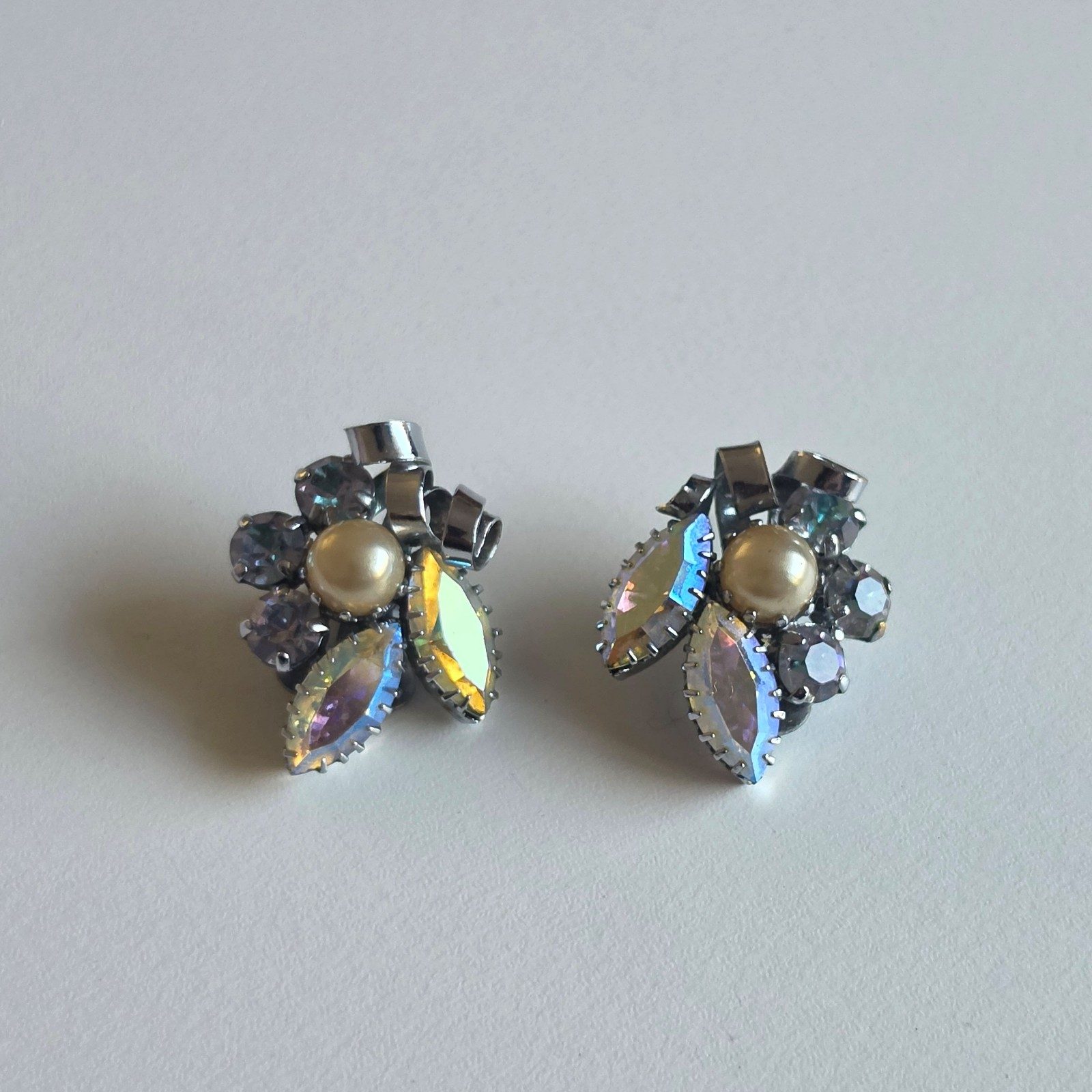 Vintage Silver-tone Multi-Colour Clip-on Earrings.b9 image 2