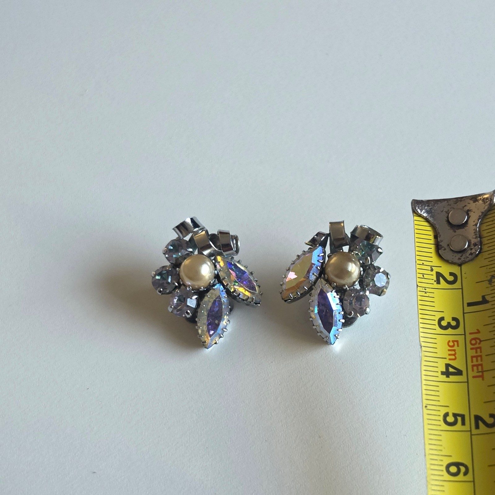Vintage Silver-tone Multi-Colour Clip-on Earrings.b9 image 3