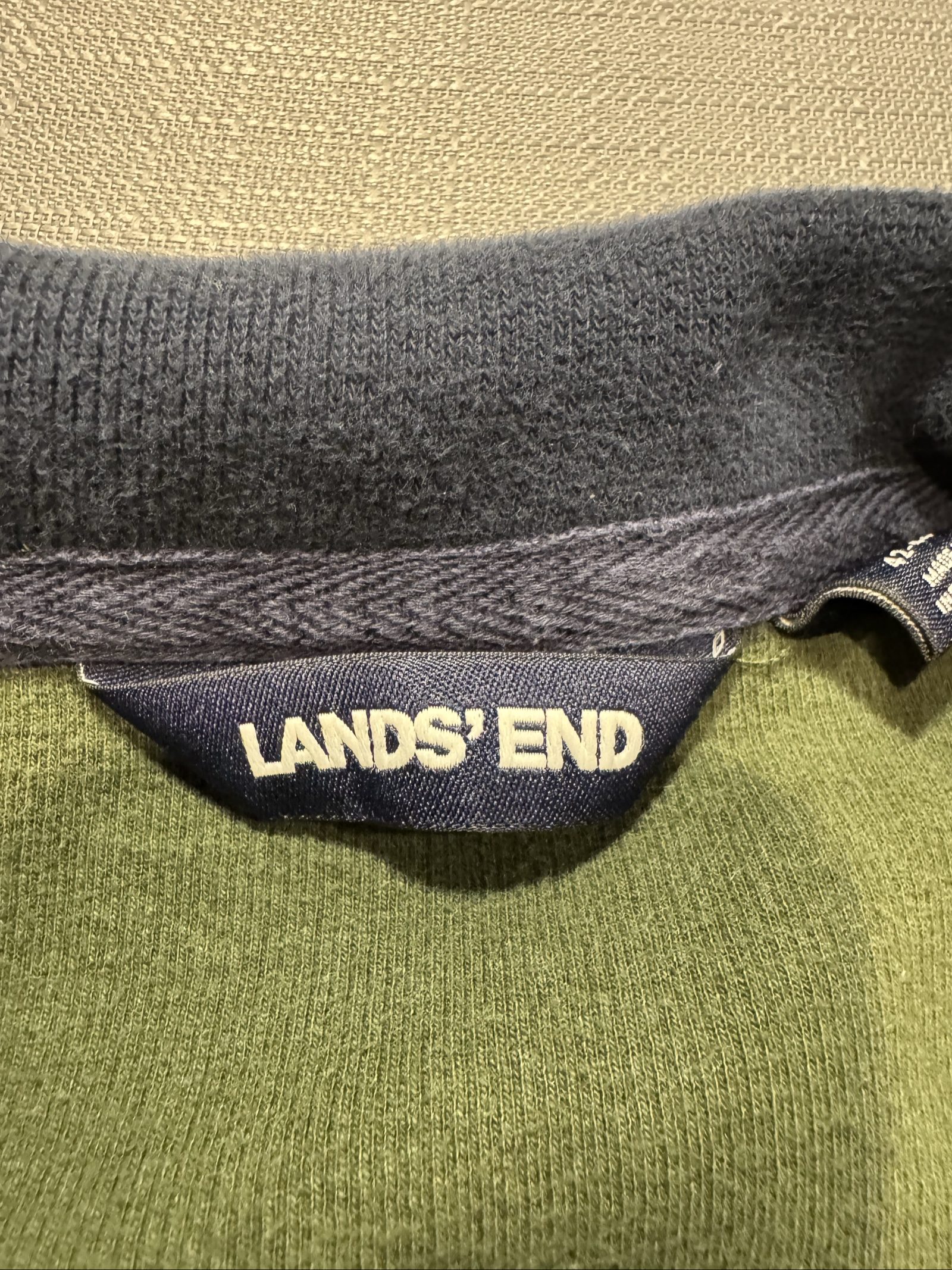 Men’s Lands End Quarter Zip Pullover Sweatshirt – Dark Green – Large image 3