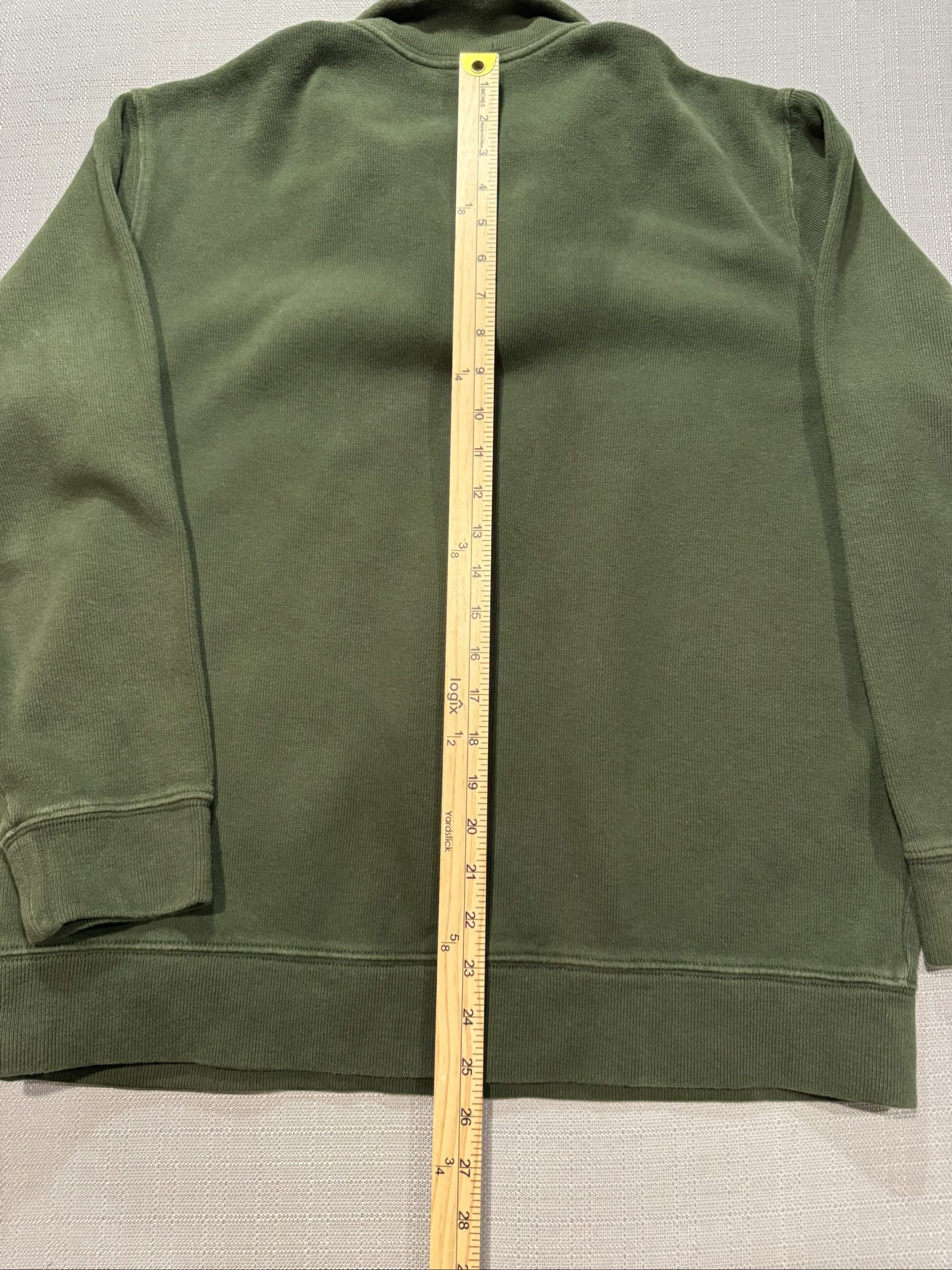 Men’s Lands End Quarter Zip Pullover Sweatshirt – Dark Green – Large image 5