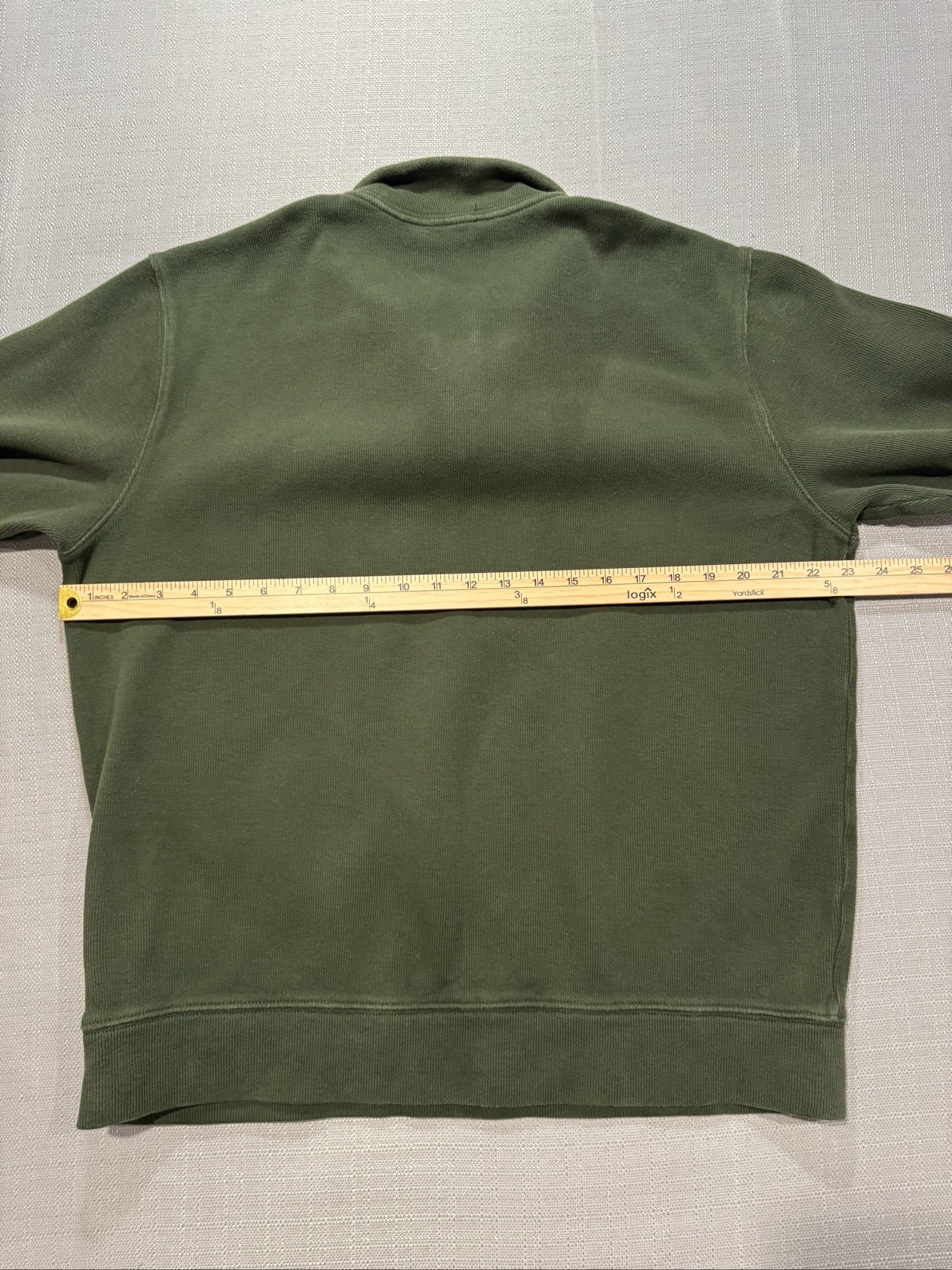 Men’s Lands End Quarter Zip Pullover Sweatshirt – Dark Green – Large image 6