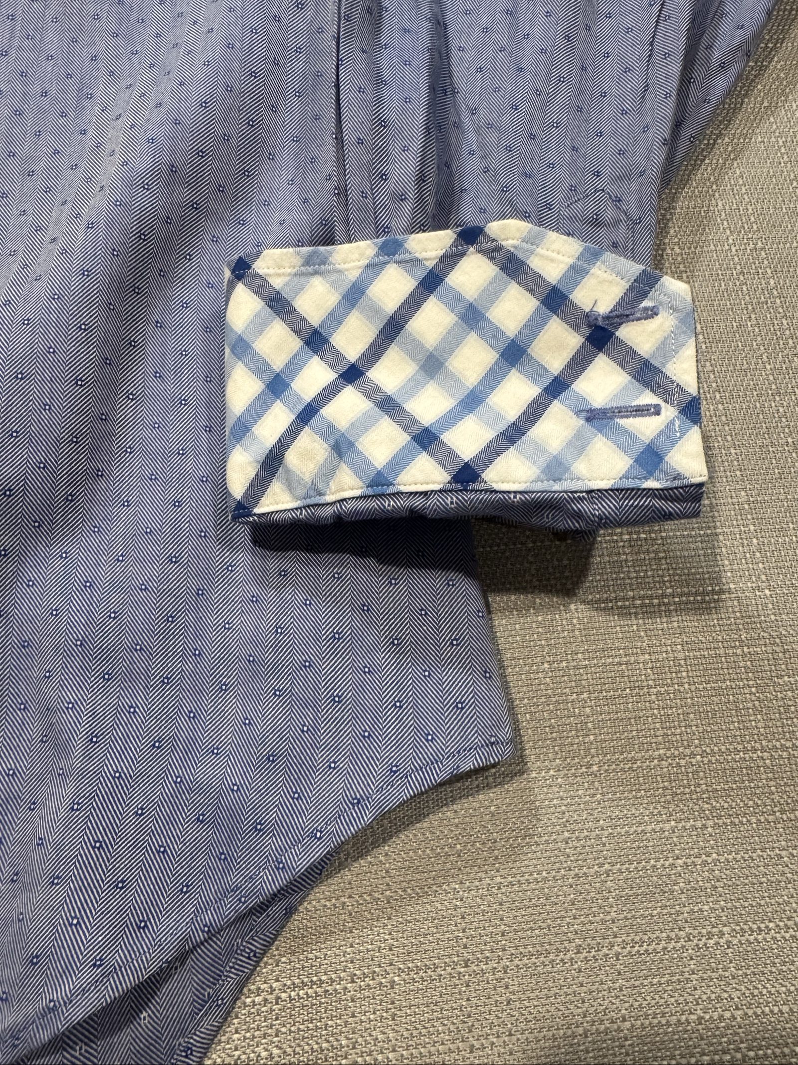 Men’s Thomas Dean Button-Down Shirt – Blue – Medium image 2