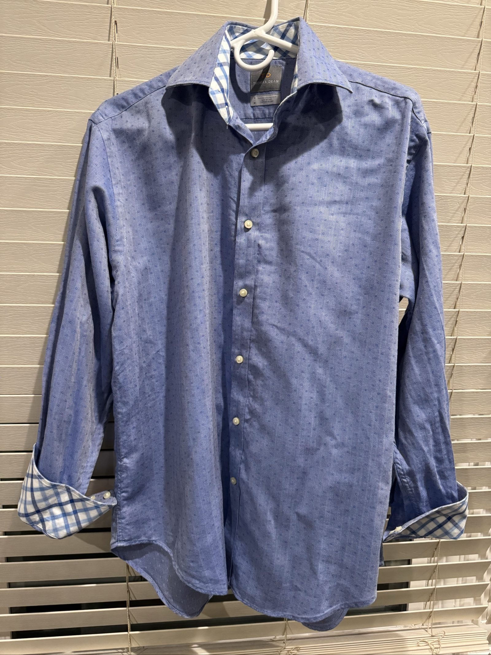 Men’s Thomas Dean Button-Down Shirt – Blue – Medium image 7