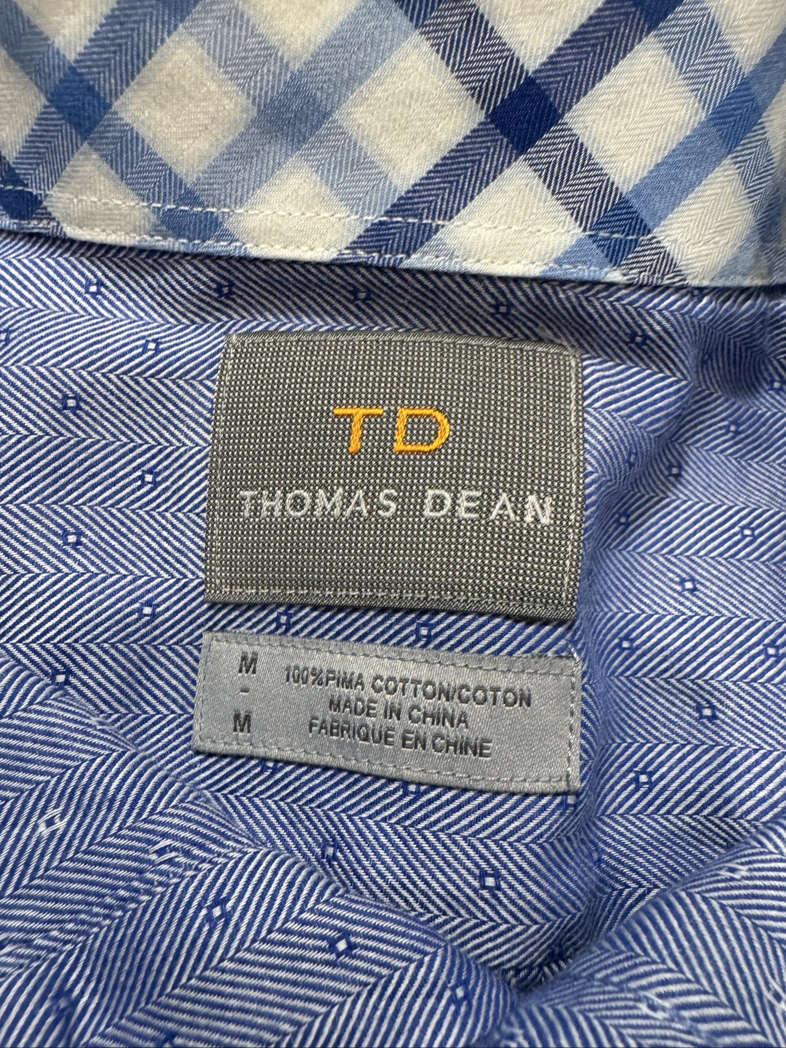 Men’s Thomas Dean Button-Down Shirt – Blue – Medium image 4