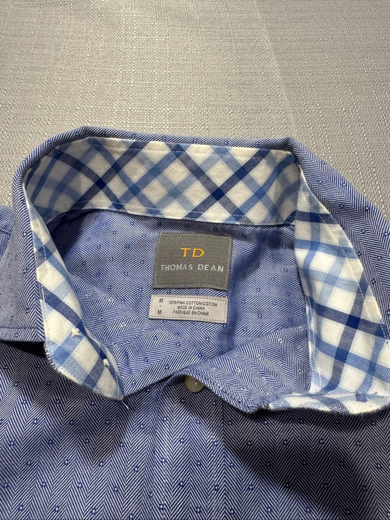Men’s Thomas Dean Button-Down Shirt – Blue – Medium image 3