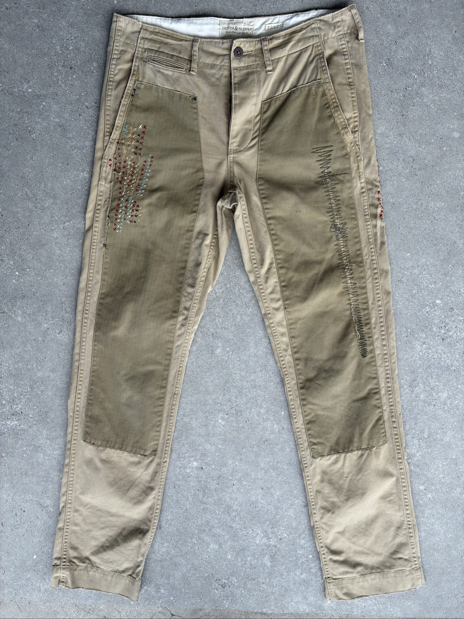 Denim & Supply Ralph Lauren Men's Beige Patchwork Chinos 32x34