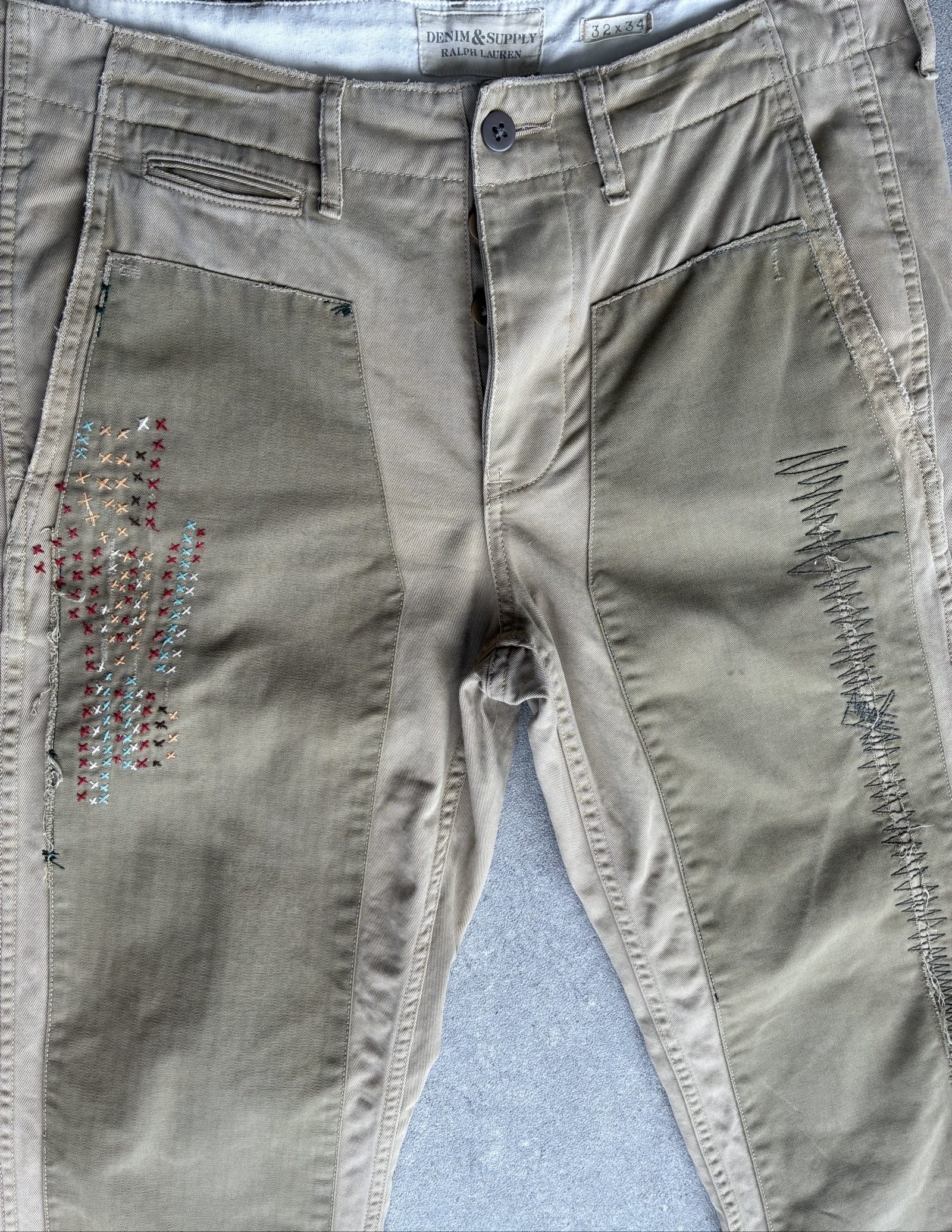 Denim & Supply Ralph Lauren Men's Beige Patchwork Chinos 32x34 image 2