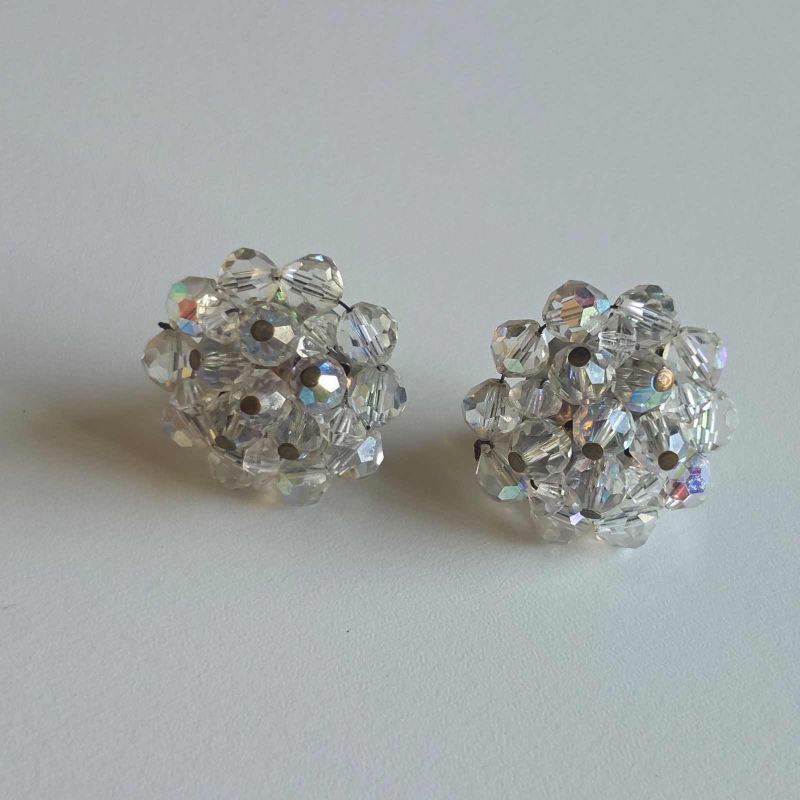 Crystal Clear Beaded Clip-On Earrings .b9 image 2