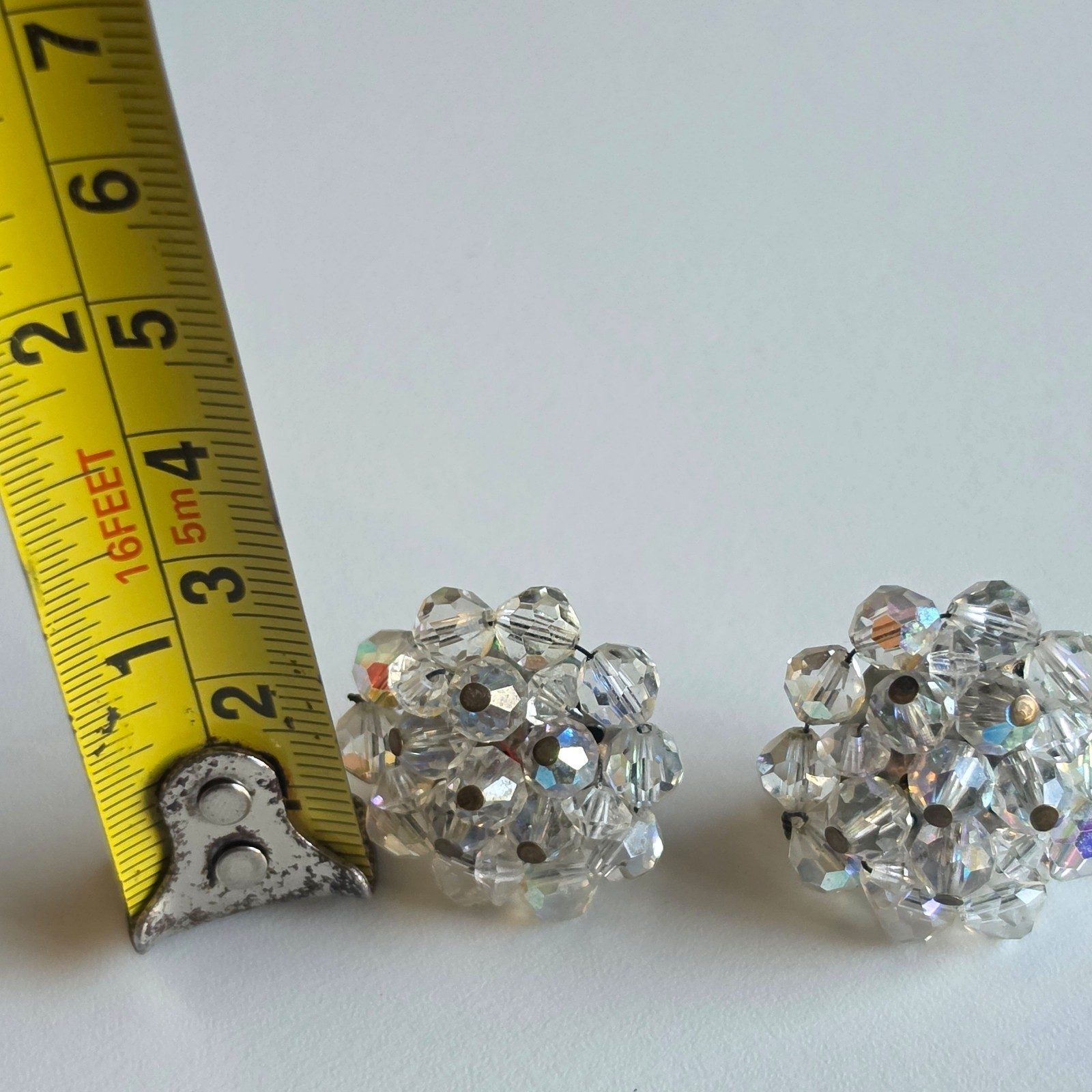 Crystal Clear Beaded Clip-On Earrings .b9 image 3