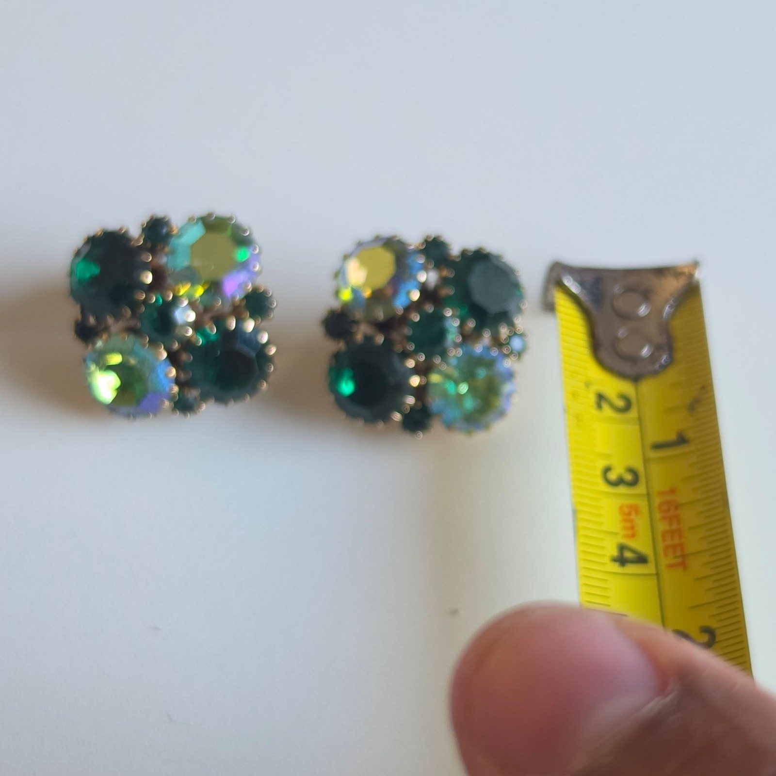 Weiss Multi Green Crystal Clip-On Earrings.b9 image 3