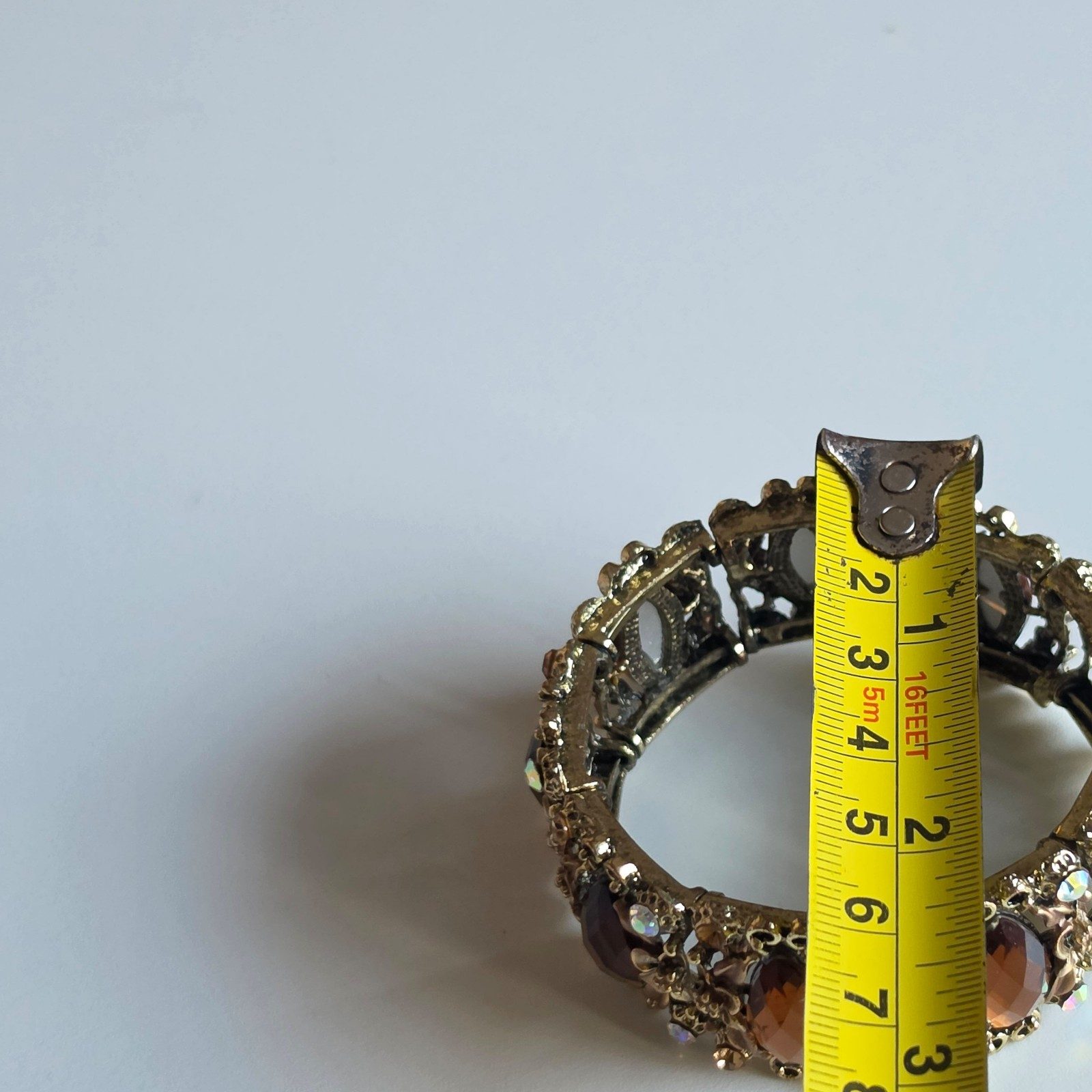 Vintage Gold & Brown Crystal Stretch Bracelet Adjustable.b9 image 5
